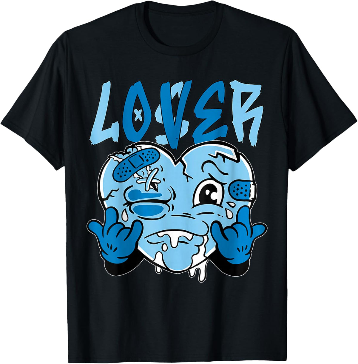 Blue Loser Lover Blue Drip Heart Matching Tee for Men Women T-Shirt