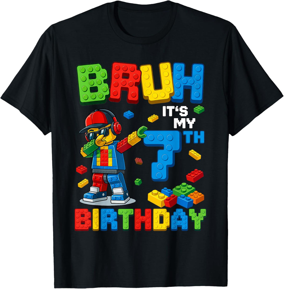 Bruh It's My 7th Birthday Building 7 Years Old Boys Kids T-Shirt