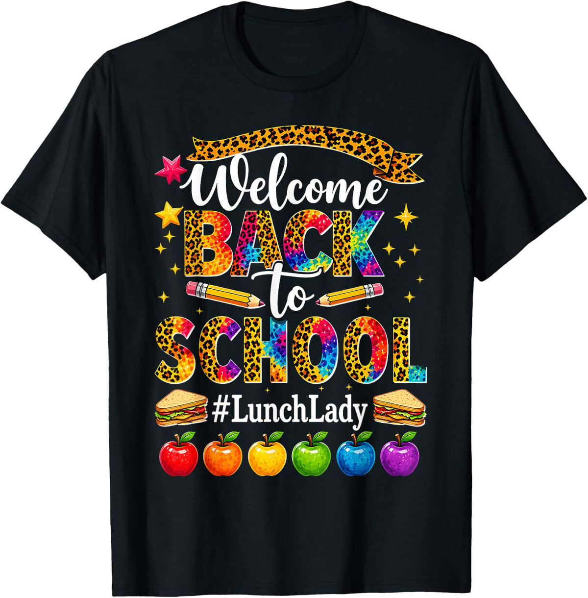 Welcome Back to School Lunch Lady Cafeteria Staff Leopard T-Shirt