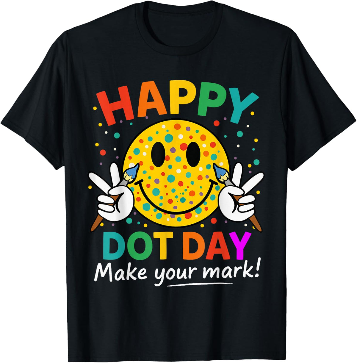 Happy Dot Day Smile Face Colorful Polka Dot Girl Teen Kids T-Shirt