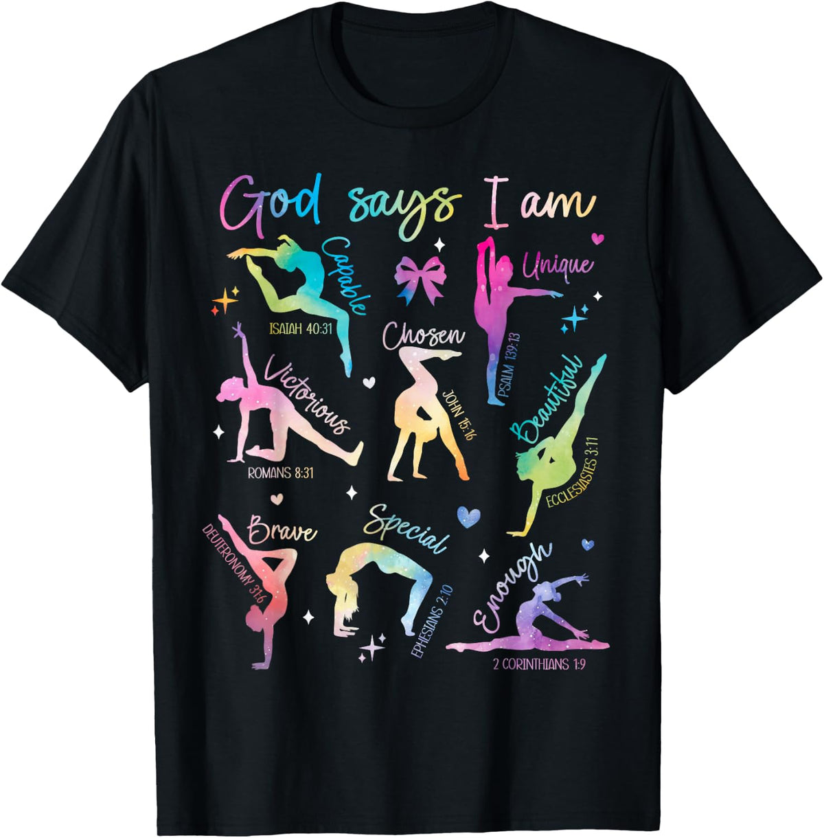God Says I Am Gymnastic Christian Girls Teens Kids Cartwheel T-Shirt