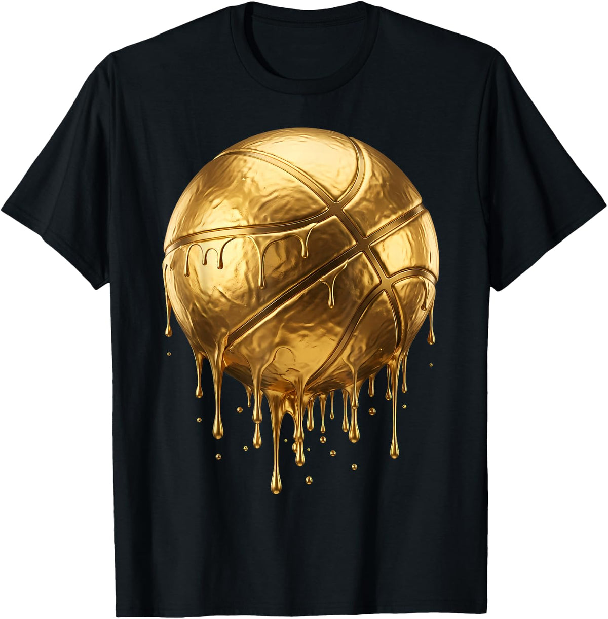 Golden Dripping Basketball Urban Sports Drip T-Shirt