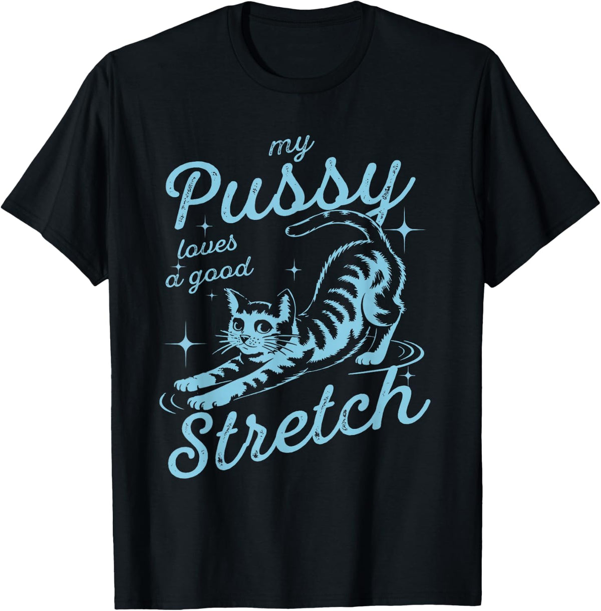 My Pussy Loves A Good Stretch Inappropriate Adult Humor Cat T-Shirt