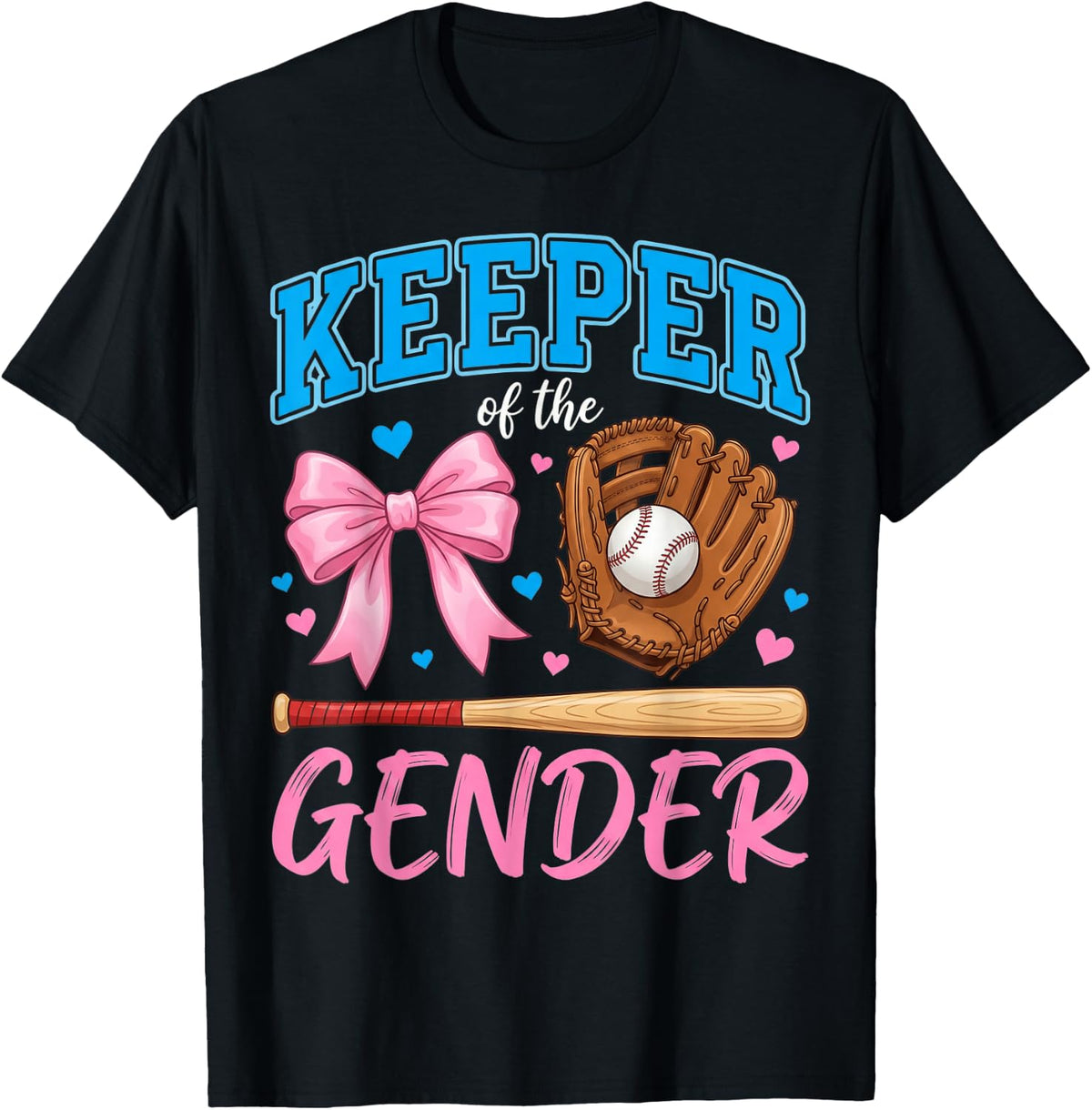 Baseball or Bows Keeper of The Gender Reveal Women Men Kids T-Shirt