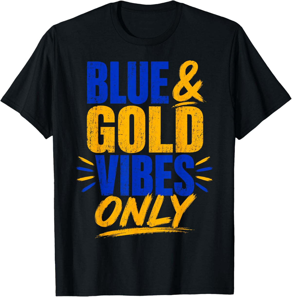 Blue and Gold Vibes Only School Spirit Game Day T-Shirt