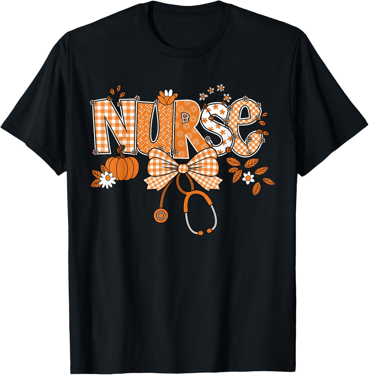 Retro Pumpkin Nurse Life Stethoscope Fall Autumn Nurse T-Shirt