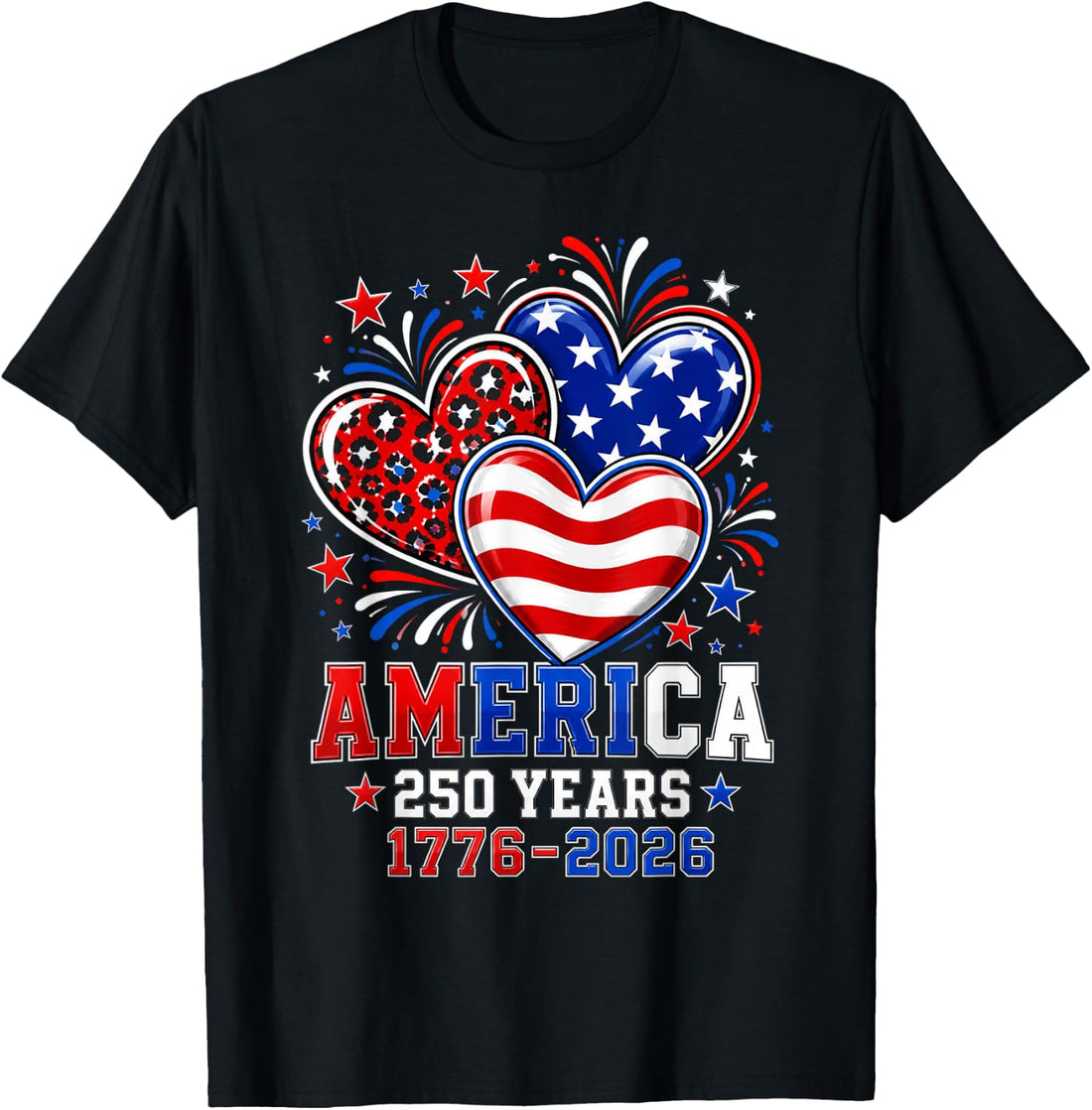 250th Anniversary America Flag Heart 250 Year Women Girls T-Shirt