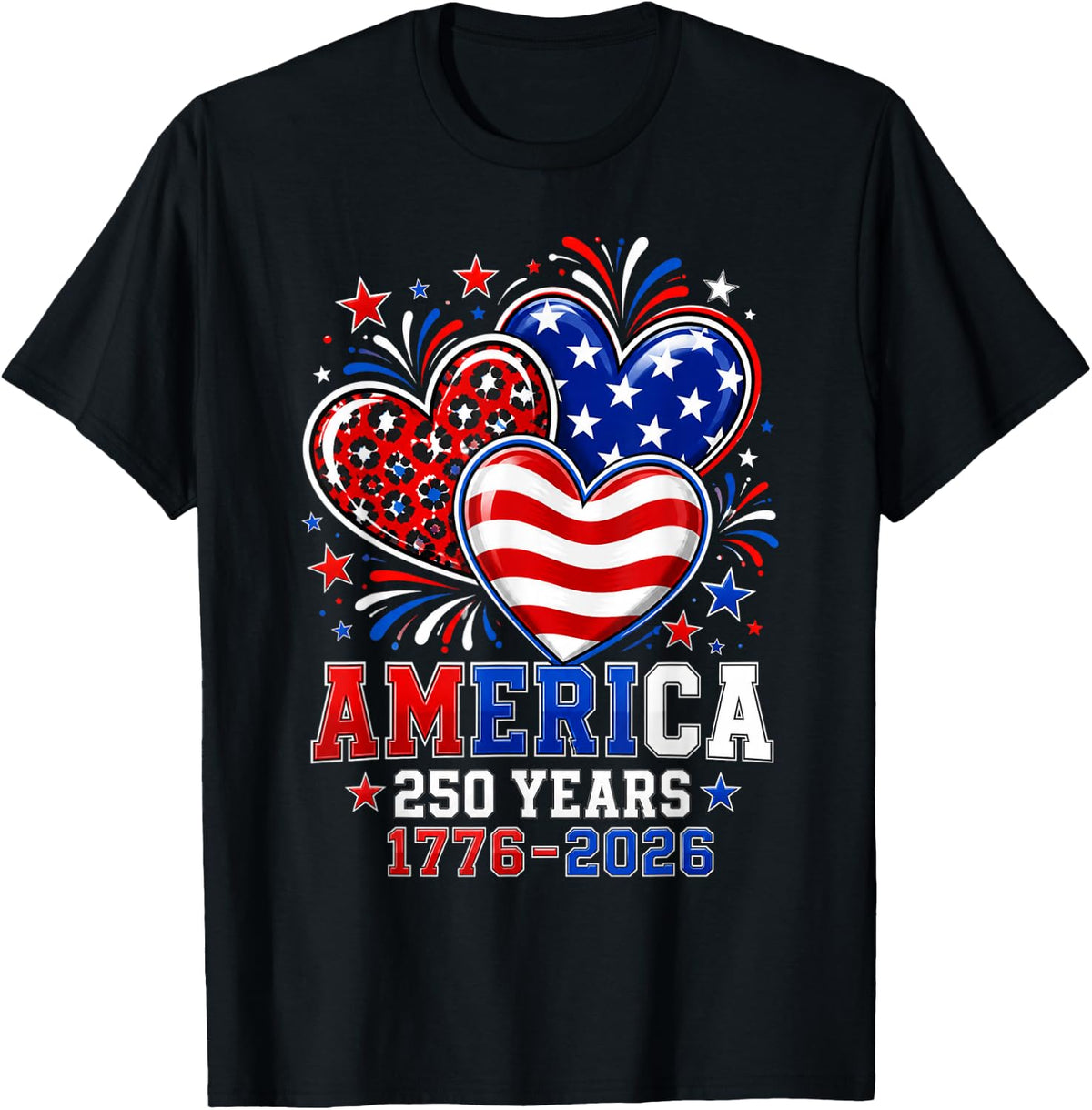 250th Anniversary America Flag Heart 250 Year Women Girls T-Shirt