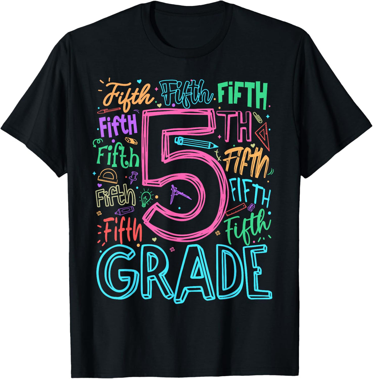 5th Grade Typography Team Fifth Grade Teacher Back to School T-Shirt