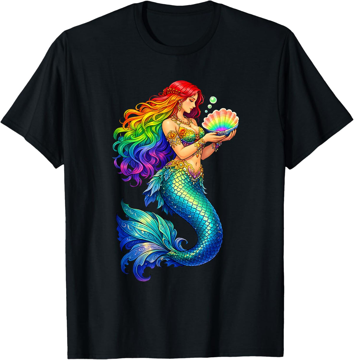 Mermaid Colorful Art Painting Mermaid Costume Women Girl T-Shirt
