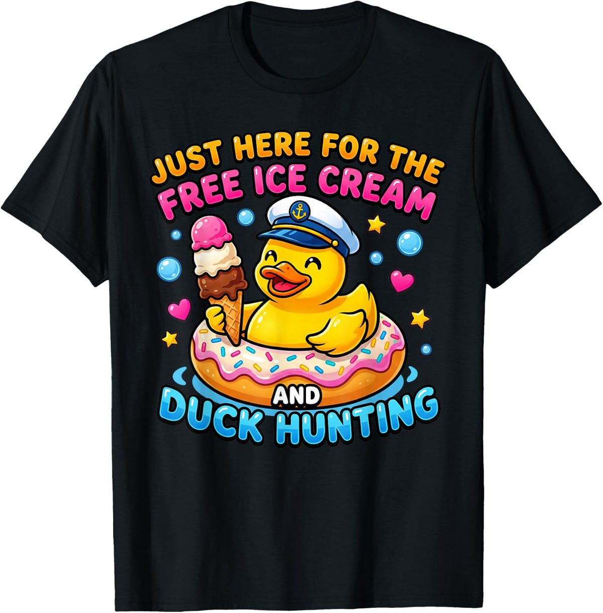 Funny Cruise Duck Just Here for the Free Ice Cream T-Shirt