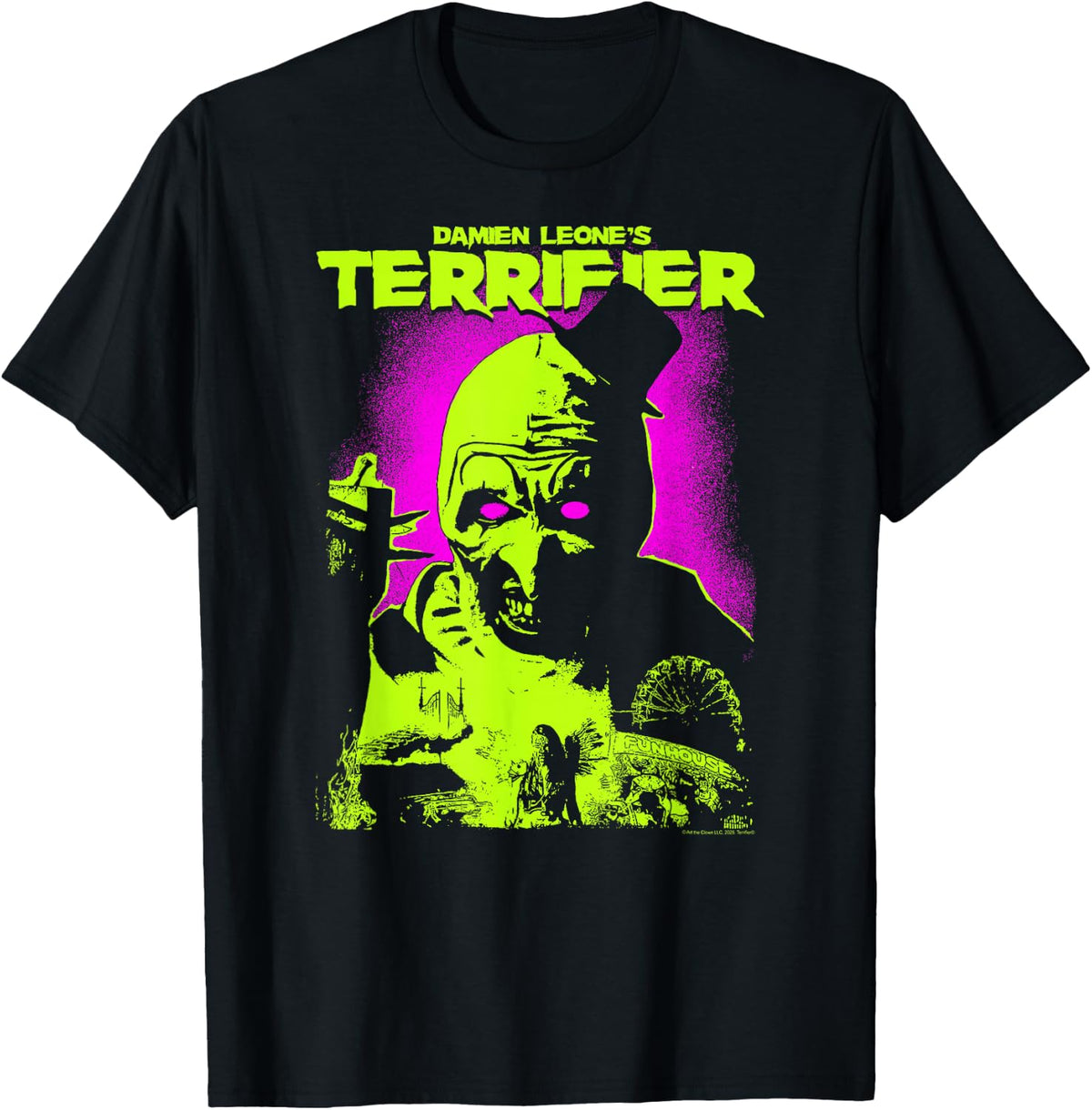Terrifier Glowing Eyes Art The Clown Neon Poster Horror T-Shirt