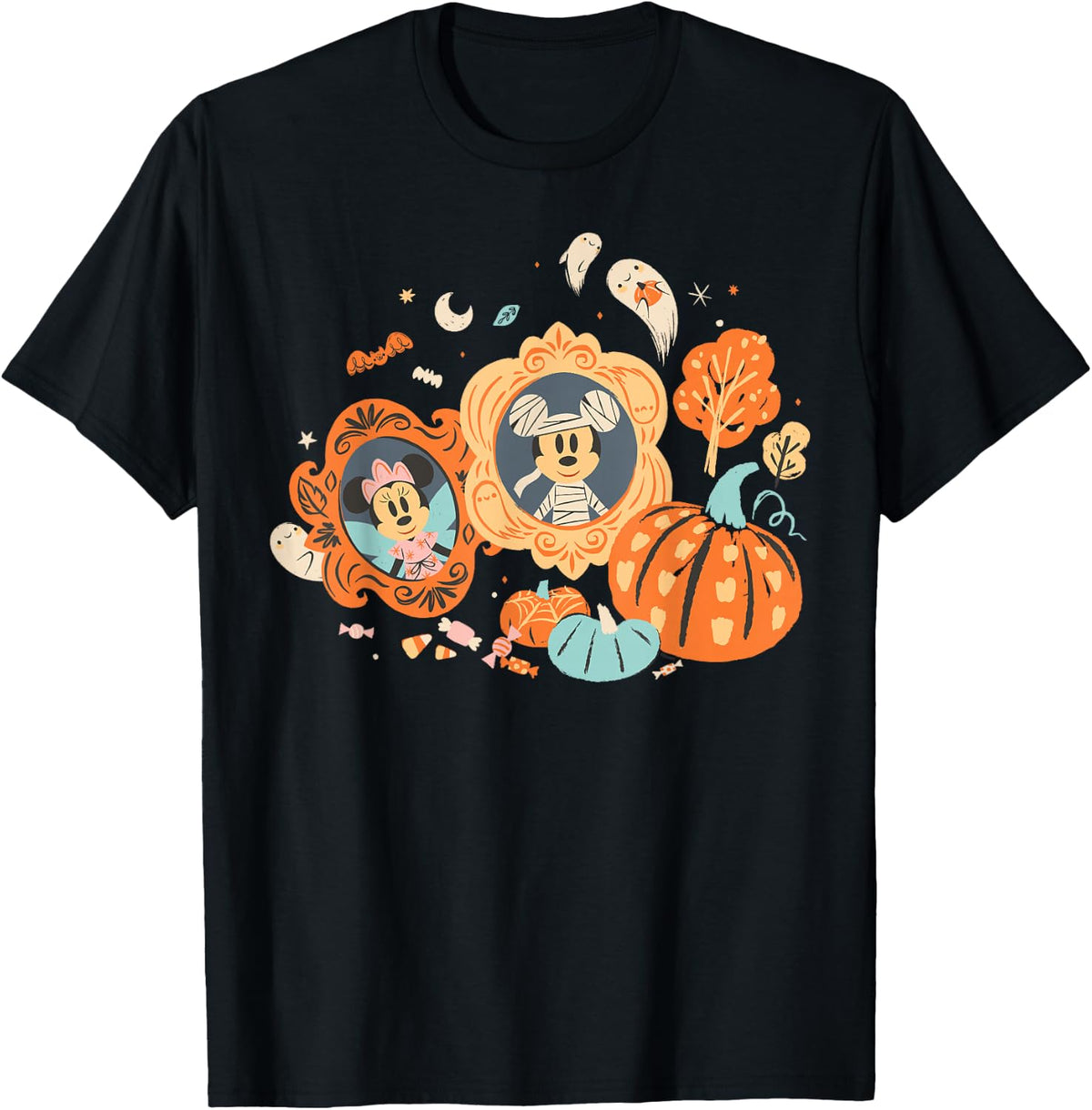 Disney Halloween Mickey & Minnie Pumpkins and Picture Frames T-Shirt