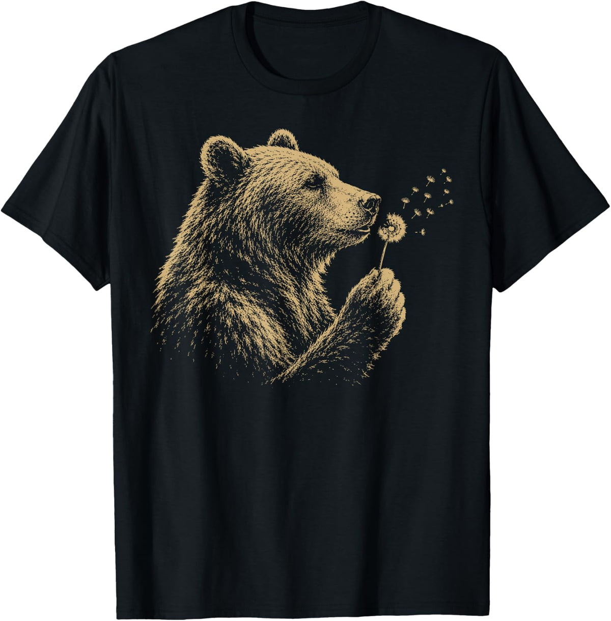 Blowing Wishes Bear Dandelion Outdoor Wildlife Artwork T-Shirt