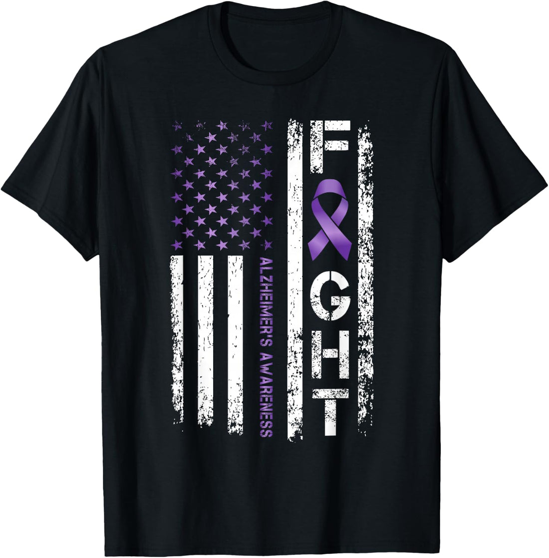 Alzheimer's Awareness Alzheimer Flag USA for Men Women ALZ T-Shirt