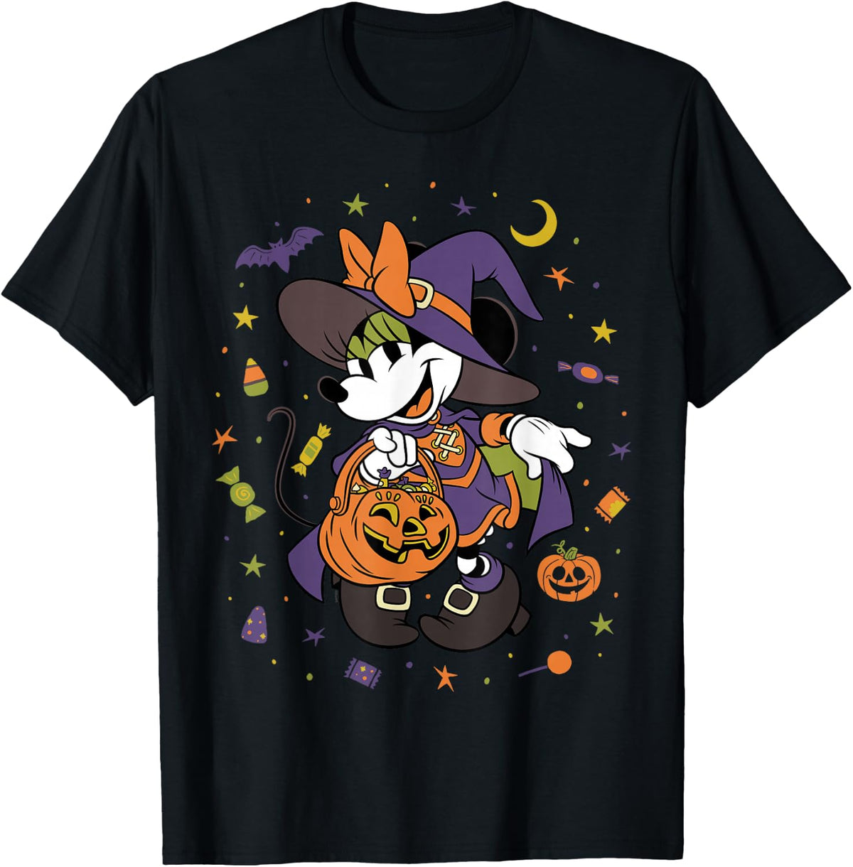 Disney Minnie Mouse Halloween Witch Trick-or-Treat Icons T-Shirt