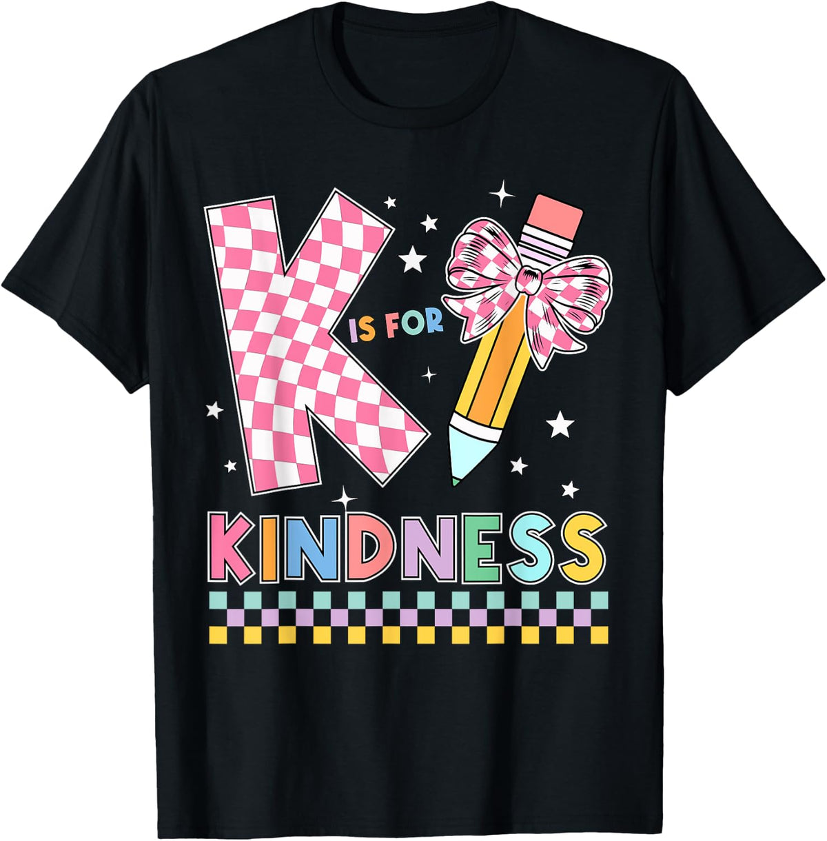 K is for Kindness Cute Pencil Bow Teacher Be Kind T-Shirt