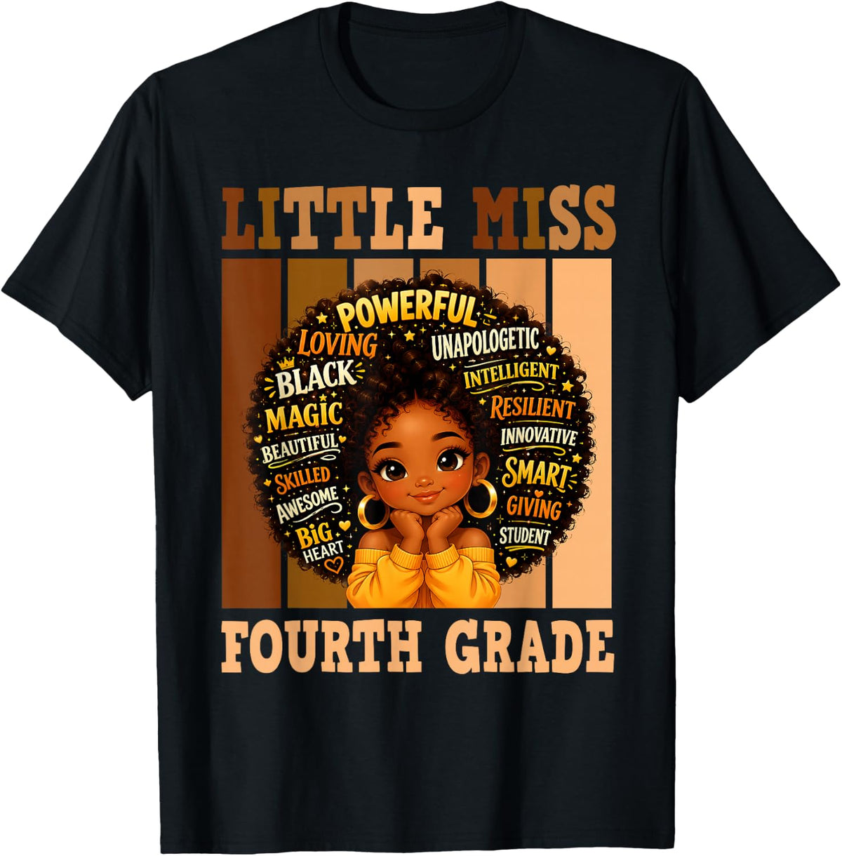 4th Grade Black Girl Back to School Fourth Grade Melanin Kid T-Shirt