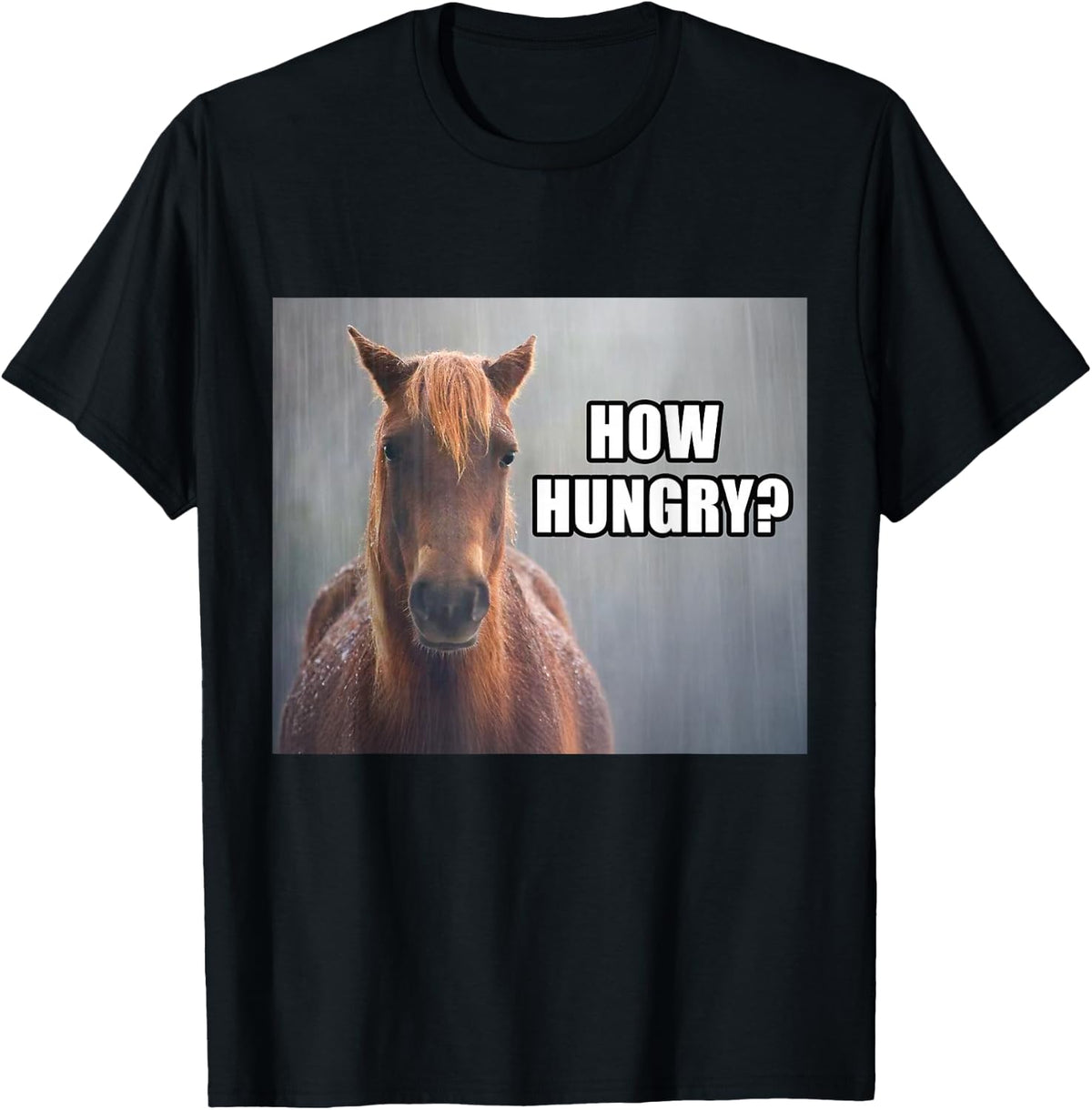 How Hungry? Sad Horse Meme Funny T-Shirt