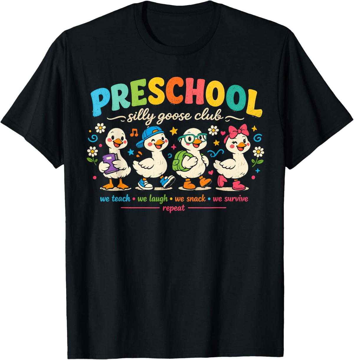 Funny Goose Back to School Preschool Goose Silly Teacher T-Shirt