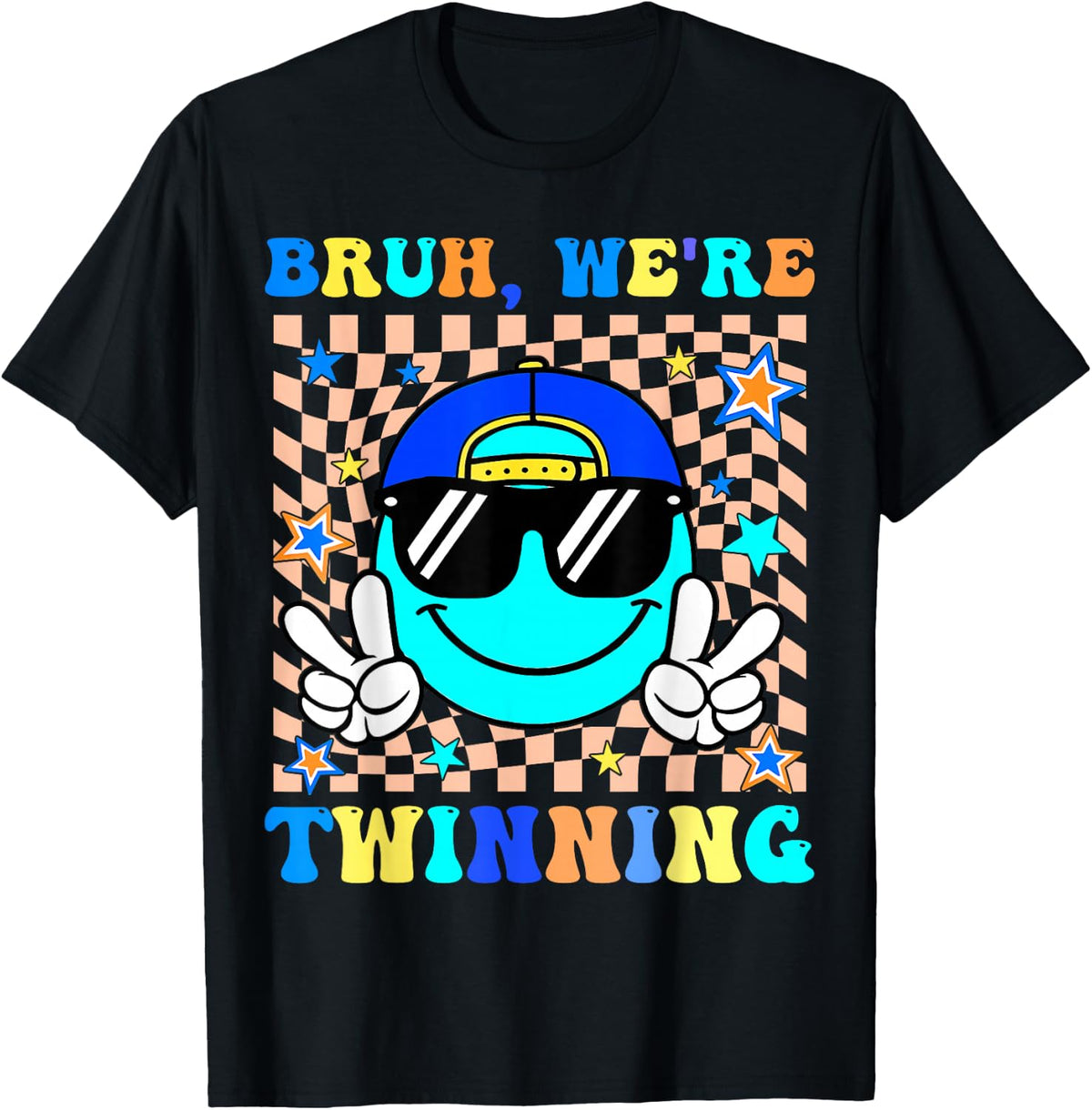 Bruh We're Twinning Retro Twin Day Spirit Week Boys Kids T-Shirt