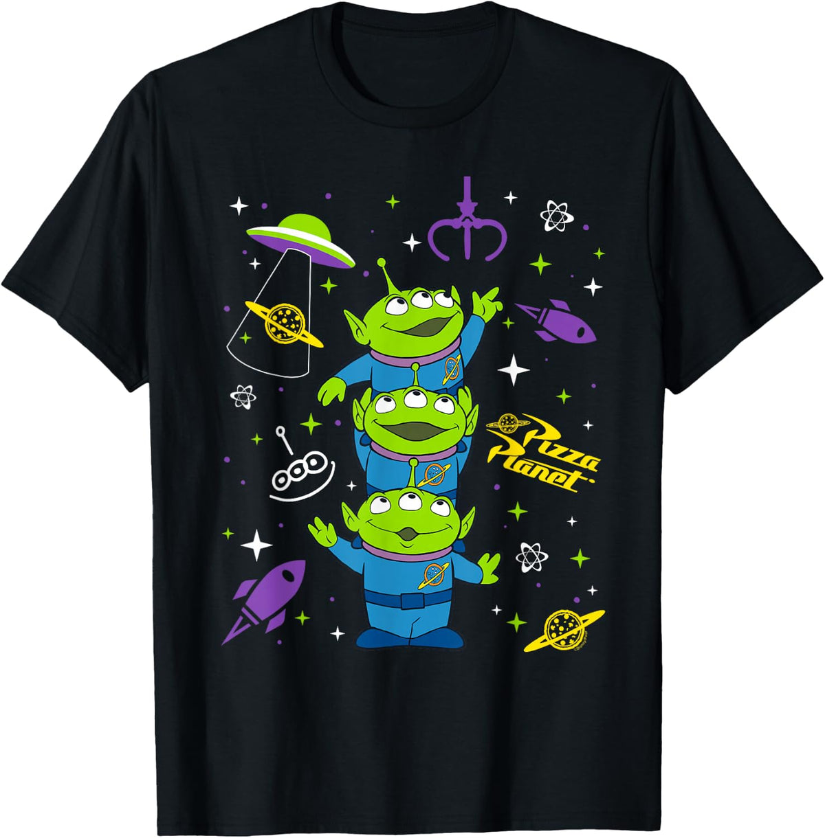 Disney and Pixar's Toy Story Pizza Planet Aliens Collage Tee T-Shirt