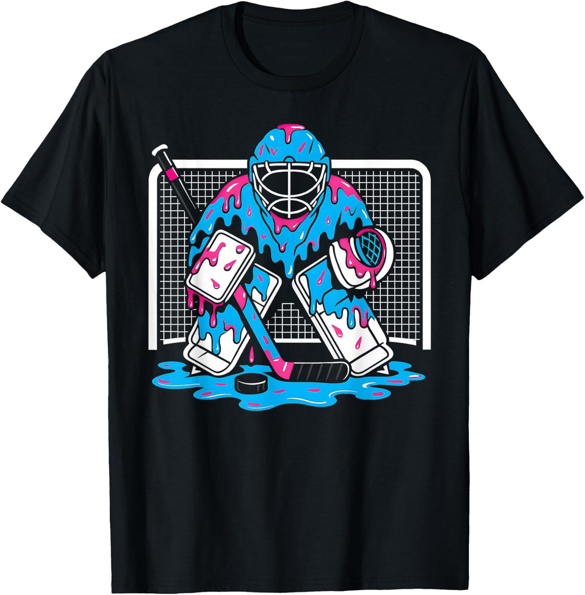 Hockey Goalie Ice Cream Drip Boys Ice Hockey Youth Player T-Shirt
