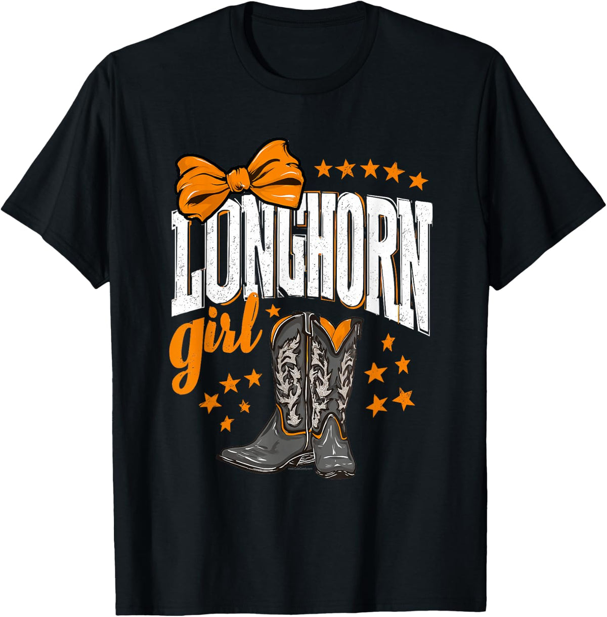 Longhorn Girl Boots Bow Souvenir Gift for Women Teens T-Shirt
