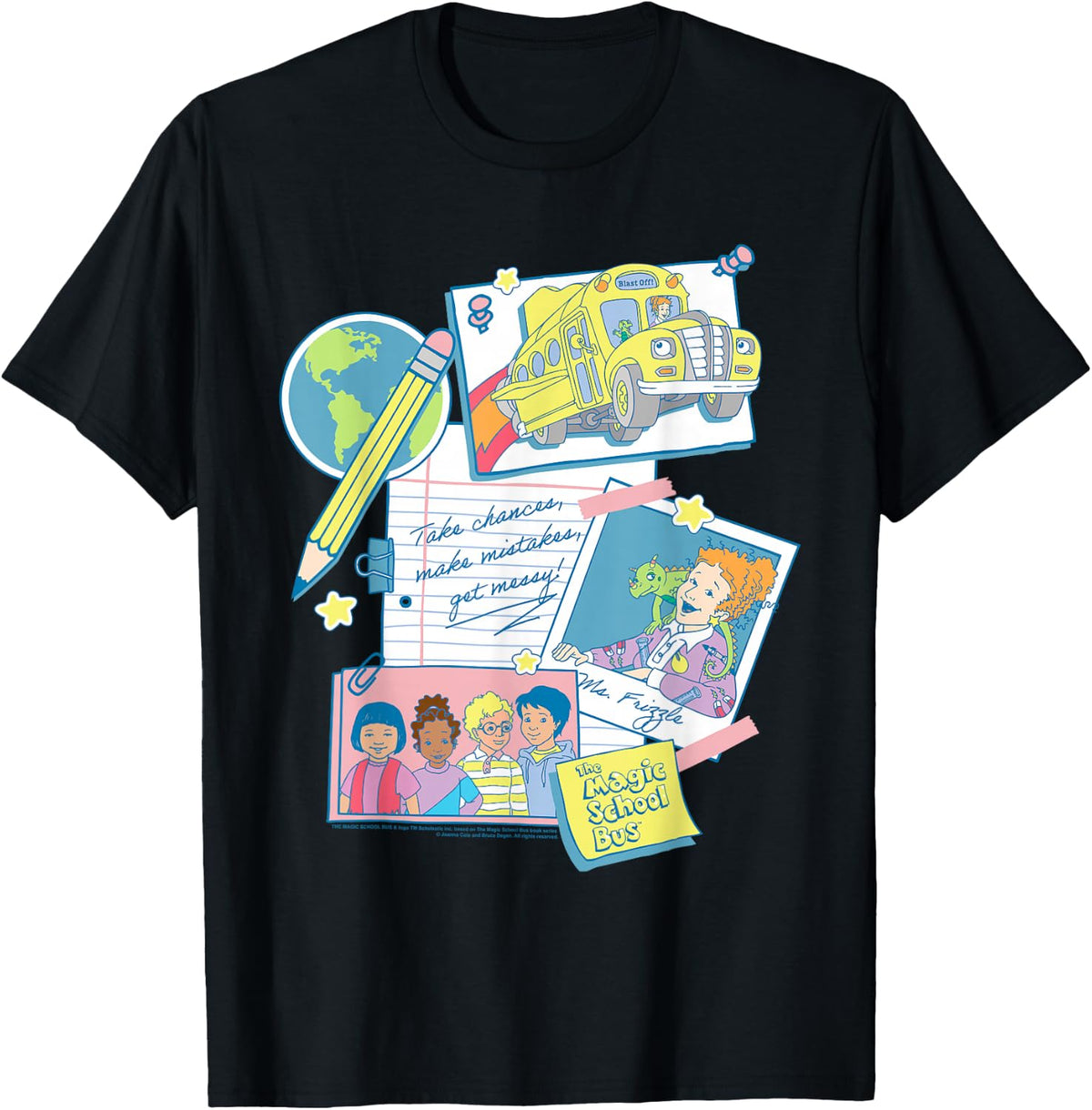 The Magic School Bus Classroom Items Collage Retro Cartoon T-Shirt