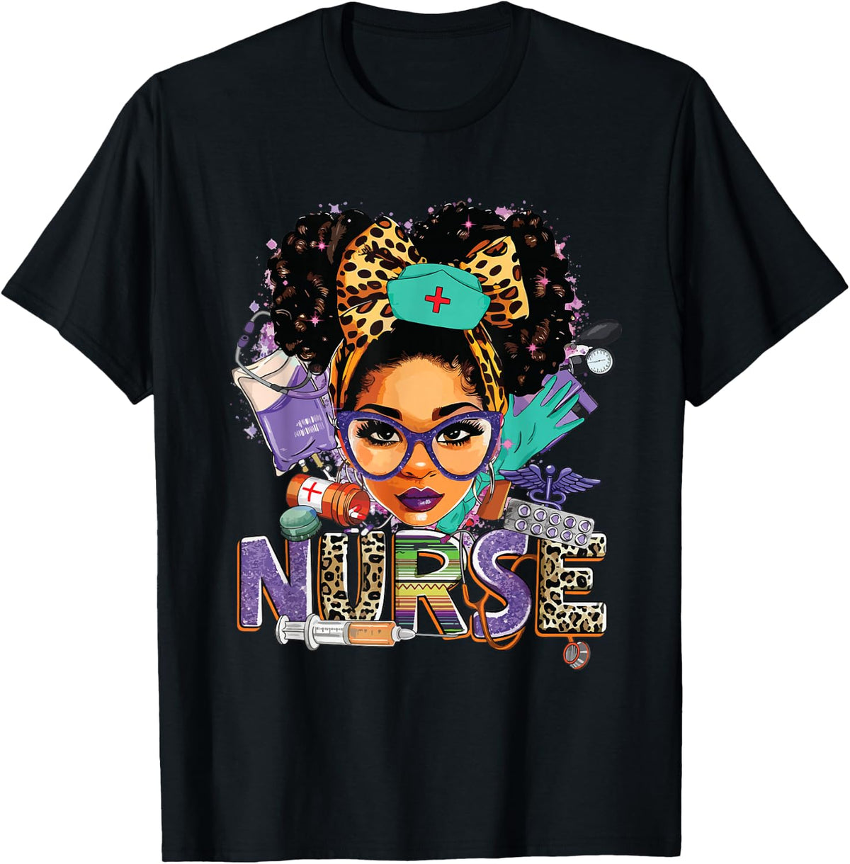 Black Strong Nurse Afro Love Melanin African American Women T-Shirt