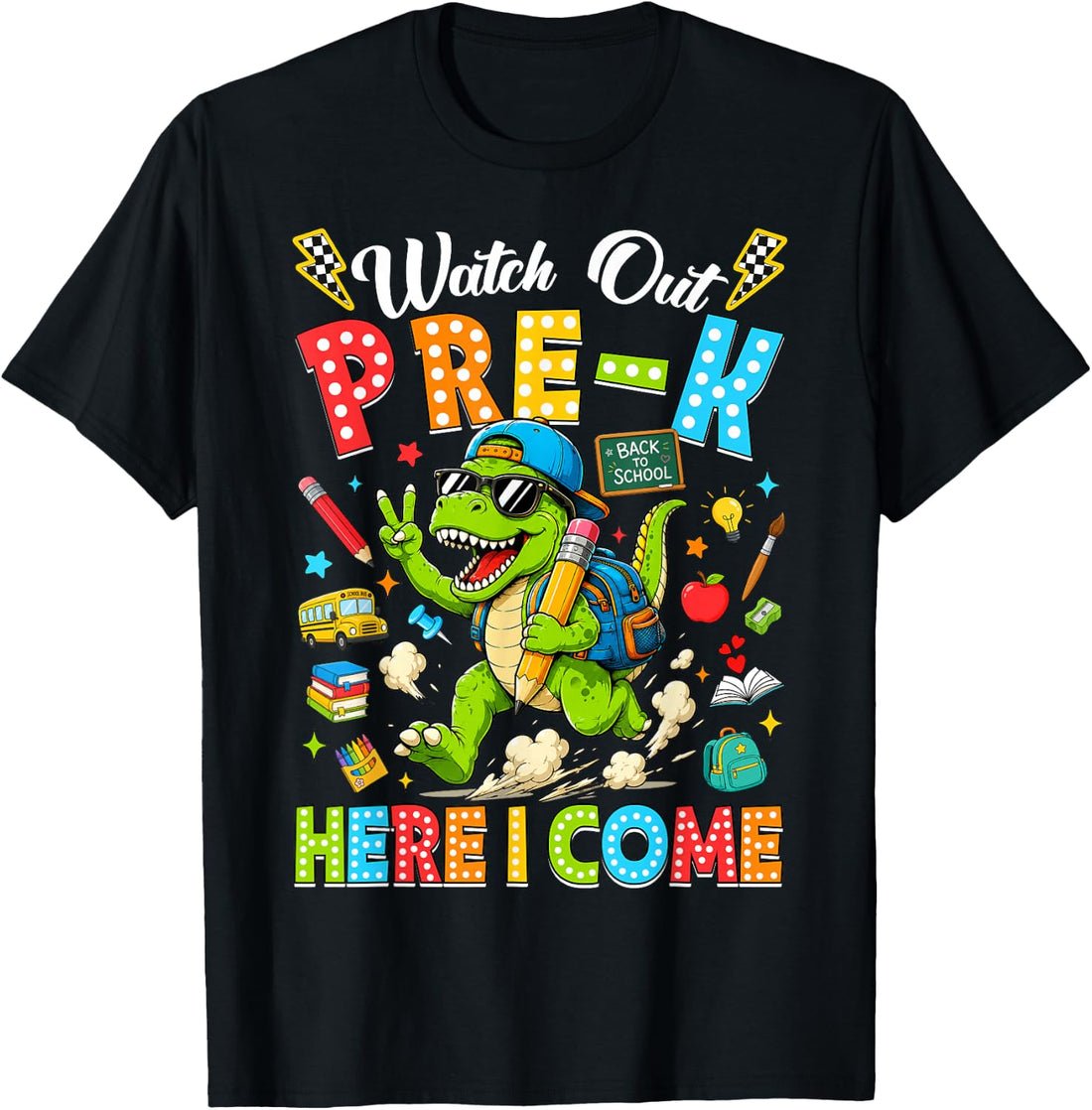 Watch Out Pre-K Here I Come Dino First Day of School Boy Kid T-Shirt