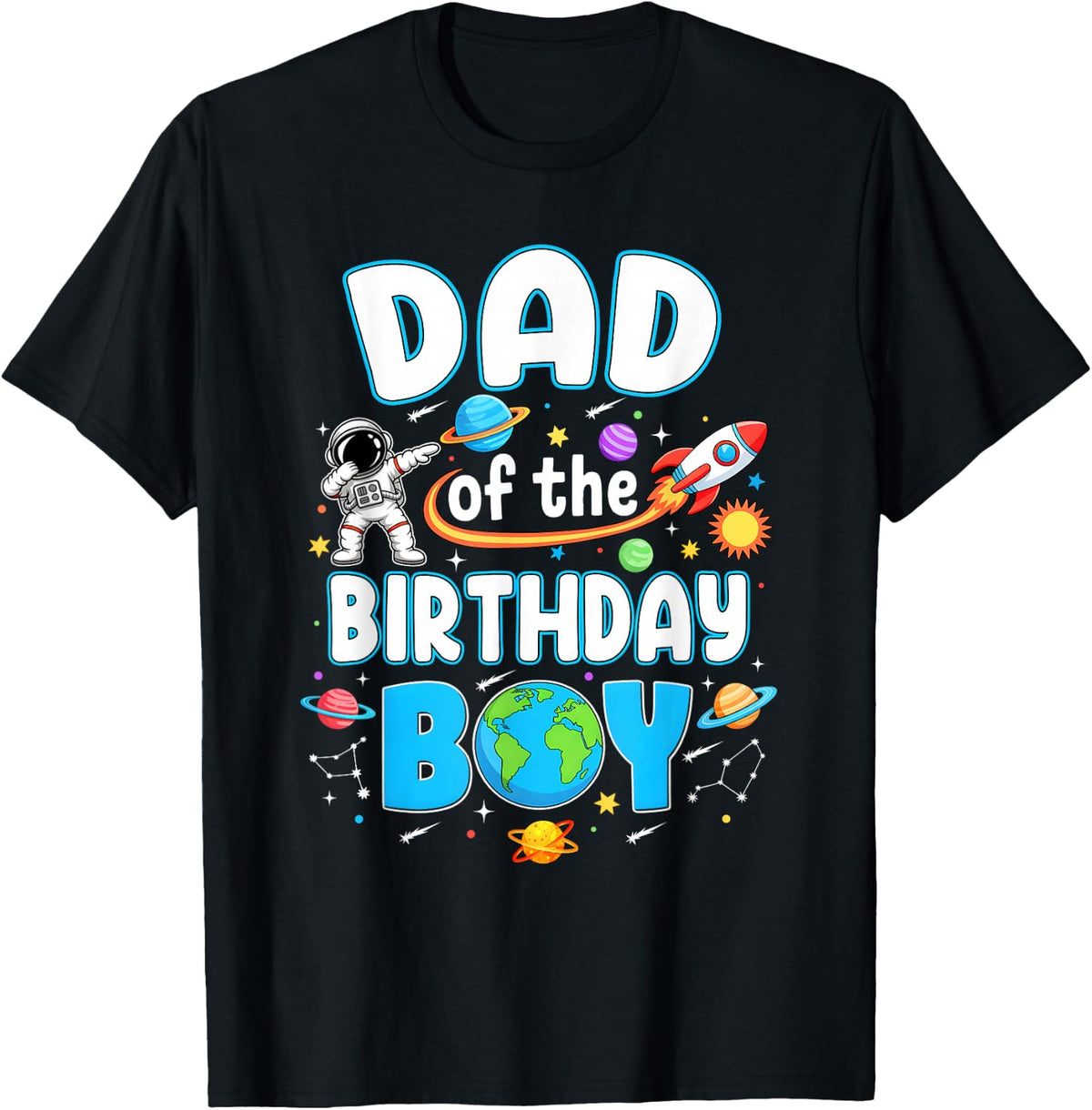 Dad Of The Birthday Boy Astronaut Family Space Planets T-Shirt
