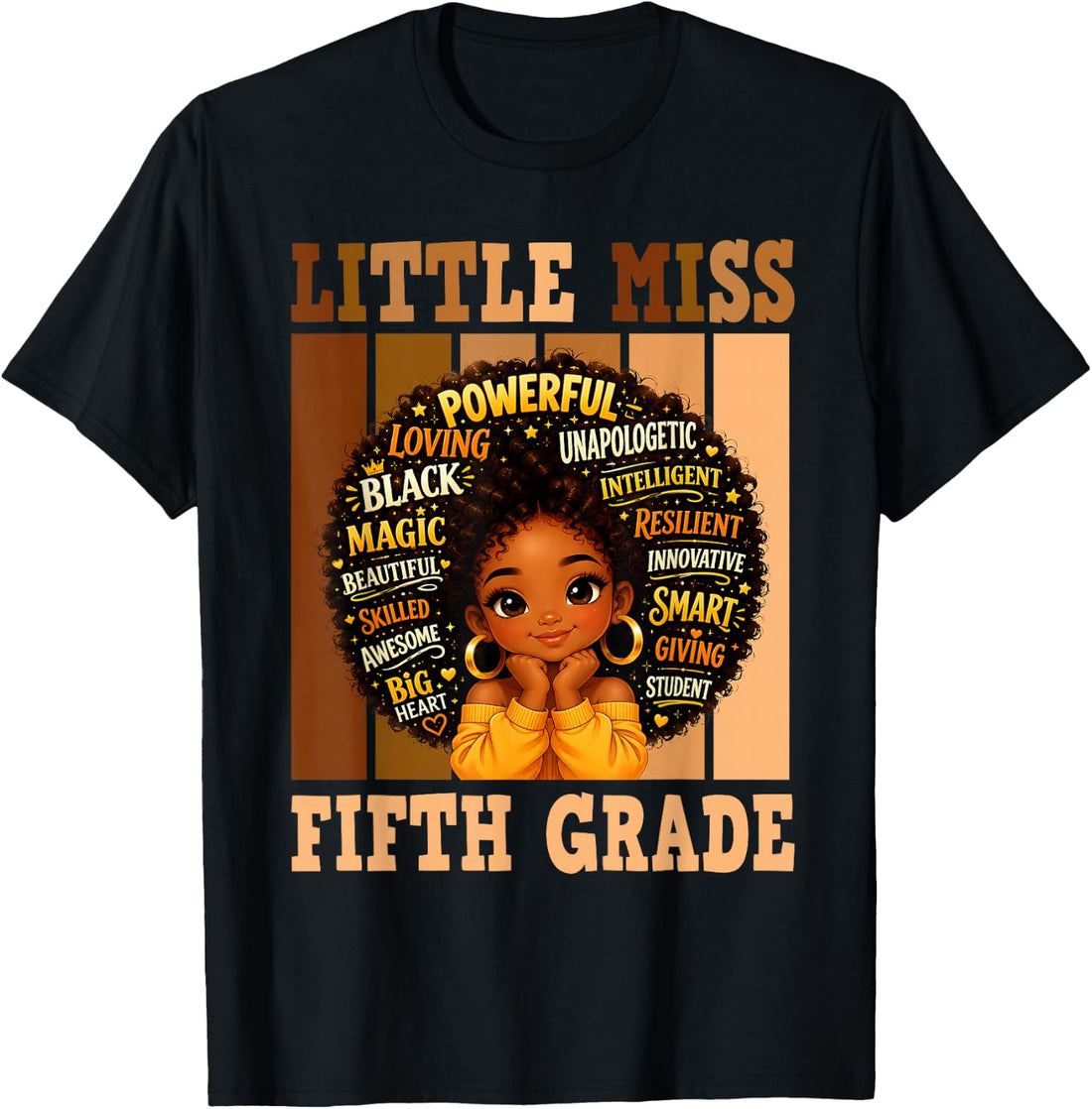 5th Grade Black Girls Back to School Fifth Grade Melanin Kid T-Shirt