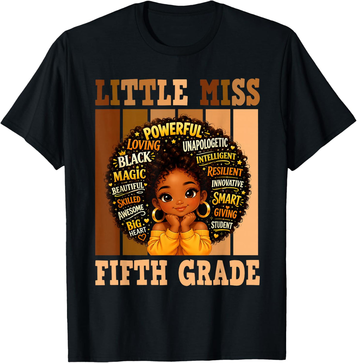 5th Grade Black Girls Back to School Fifth Grade Melanin Kid T-Shirt