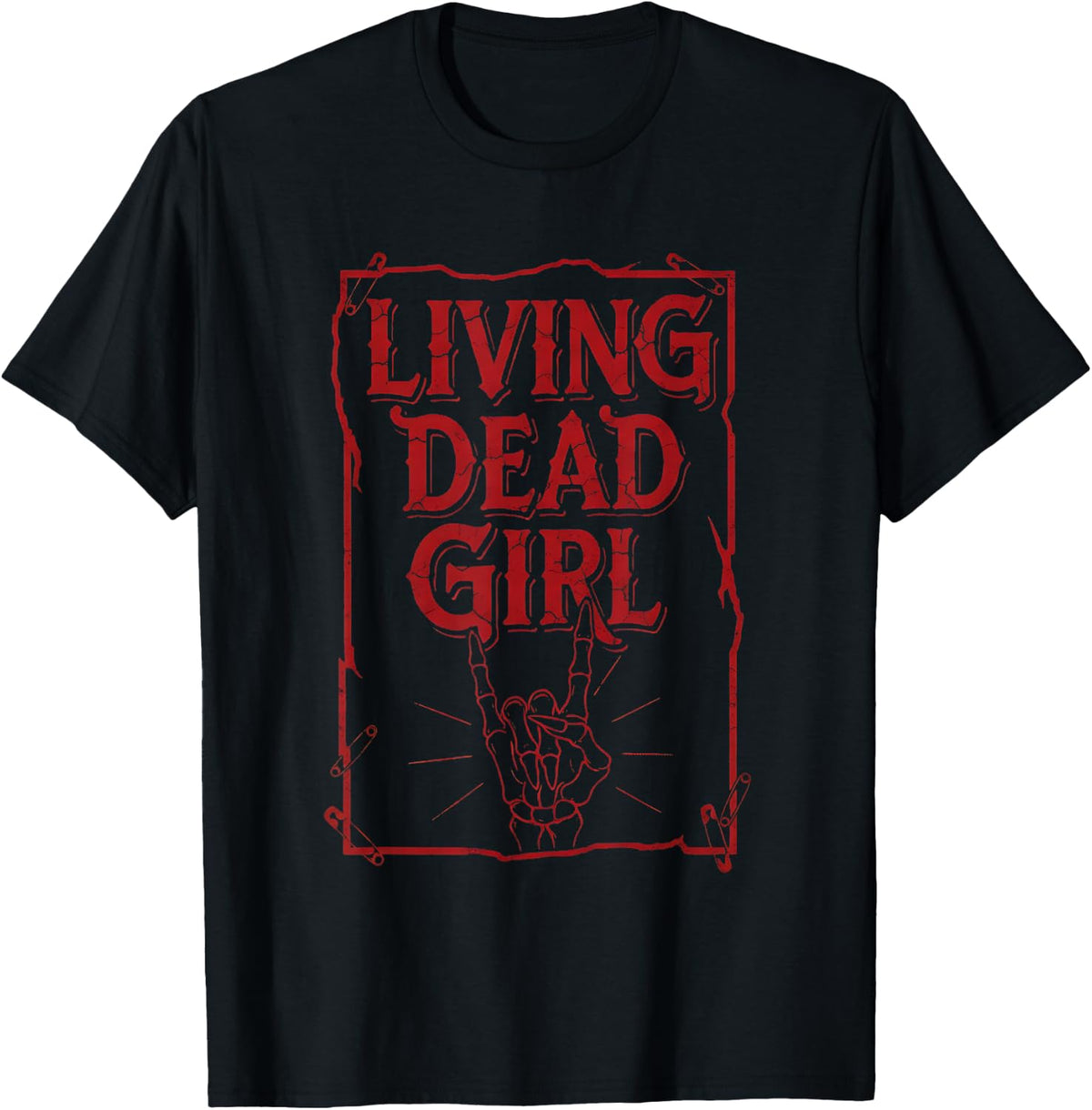 Living Dead Girl Vintage Retro Rock N Roll Zombie Design T-Shirt