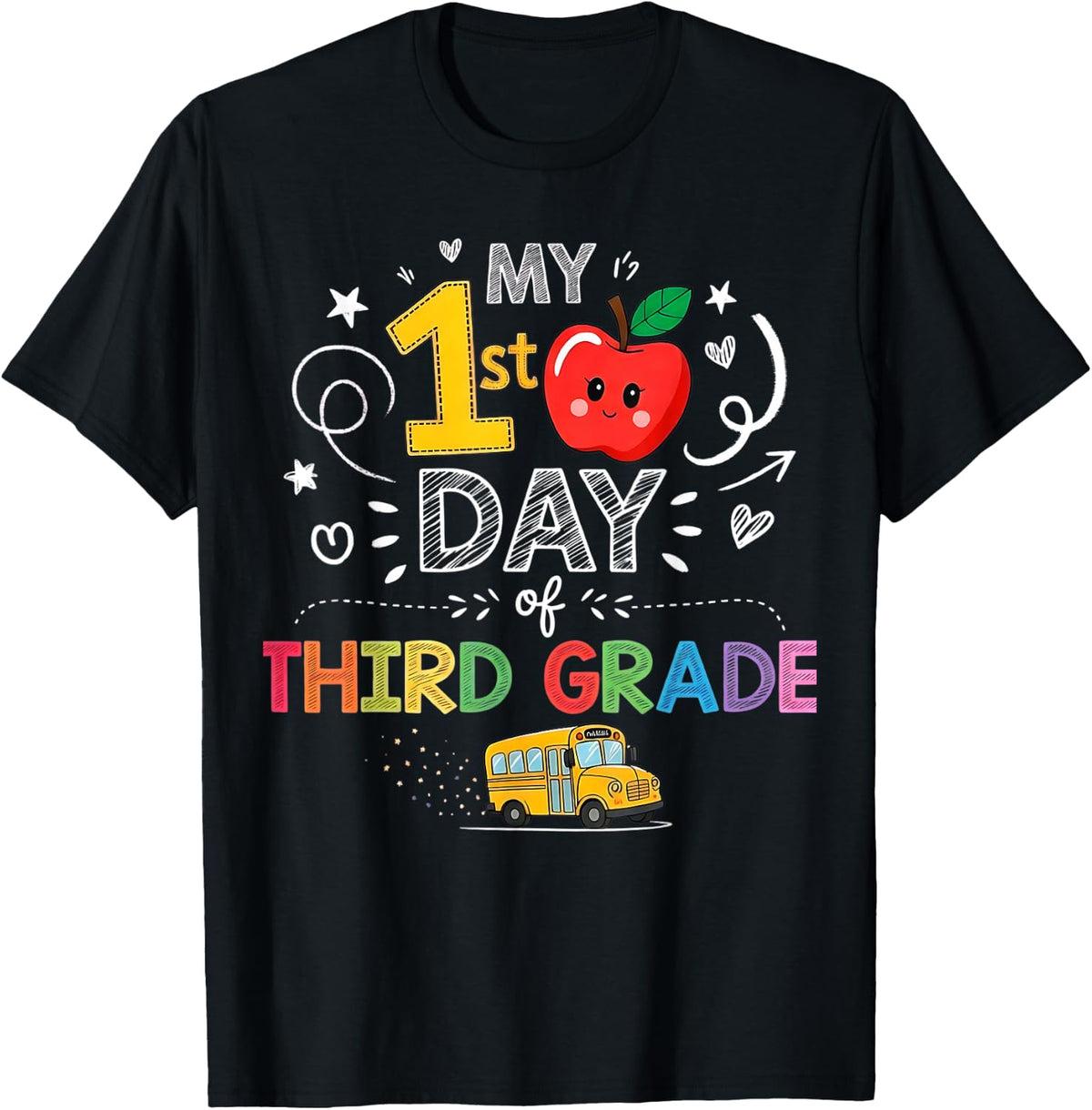 My First Day of Third 3rd Grade School Bus Kids Girls Boys T-Shirt