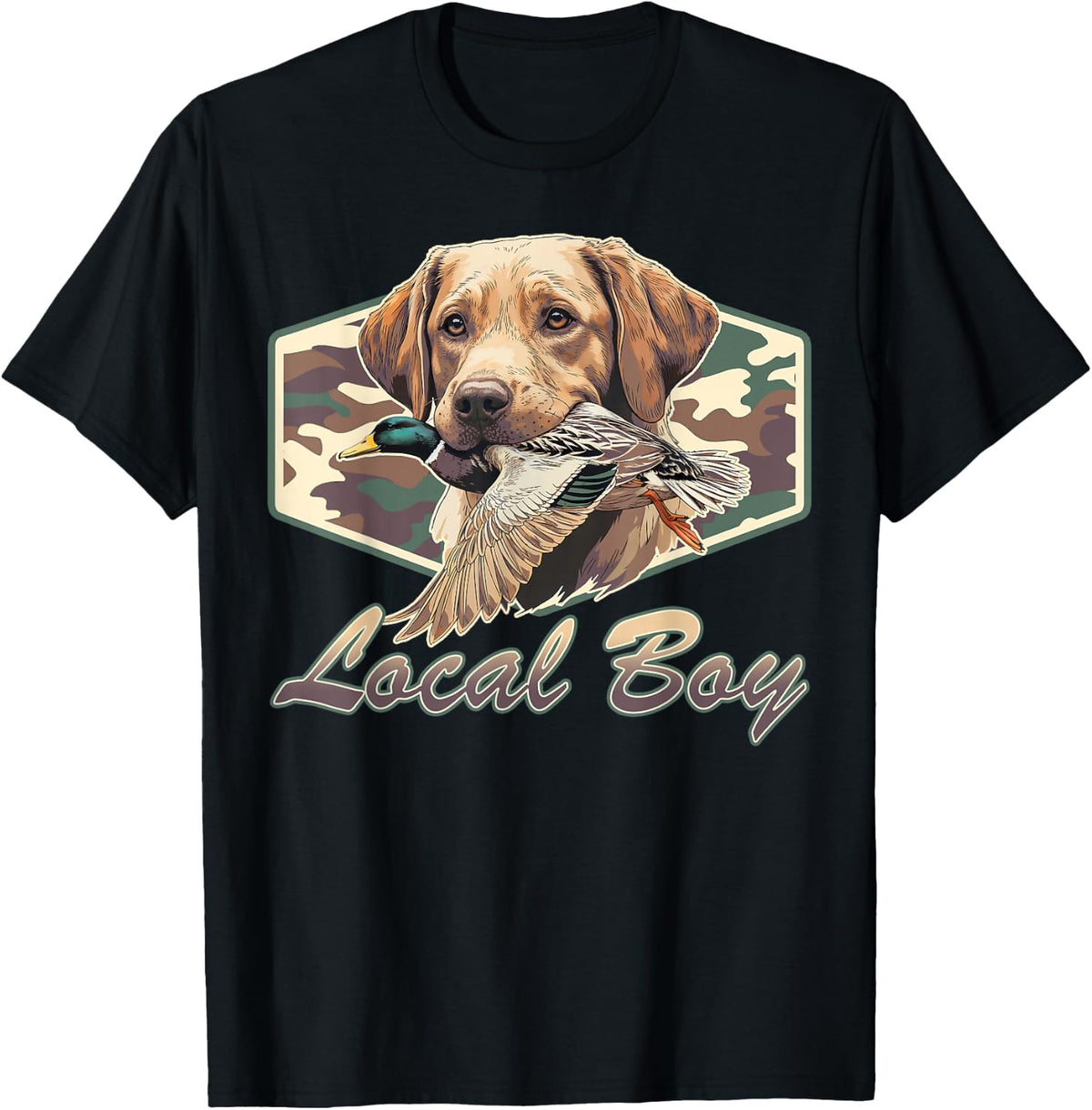 Camo Southern Local Boy Labrador Duck Hunting Outdoor Nature T-Shirt