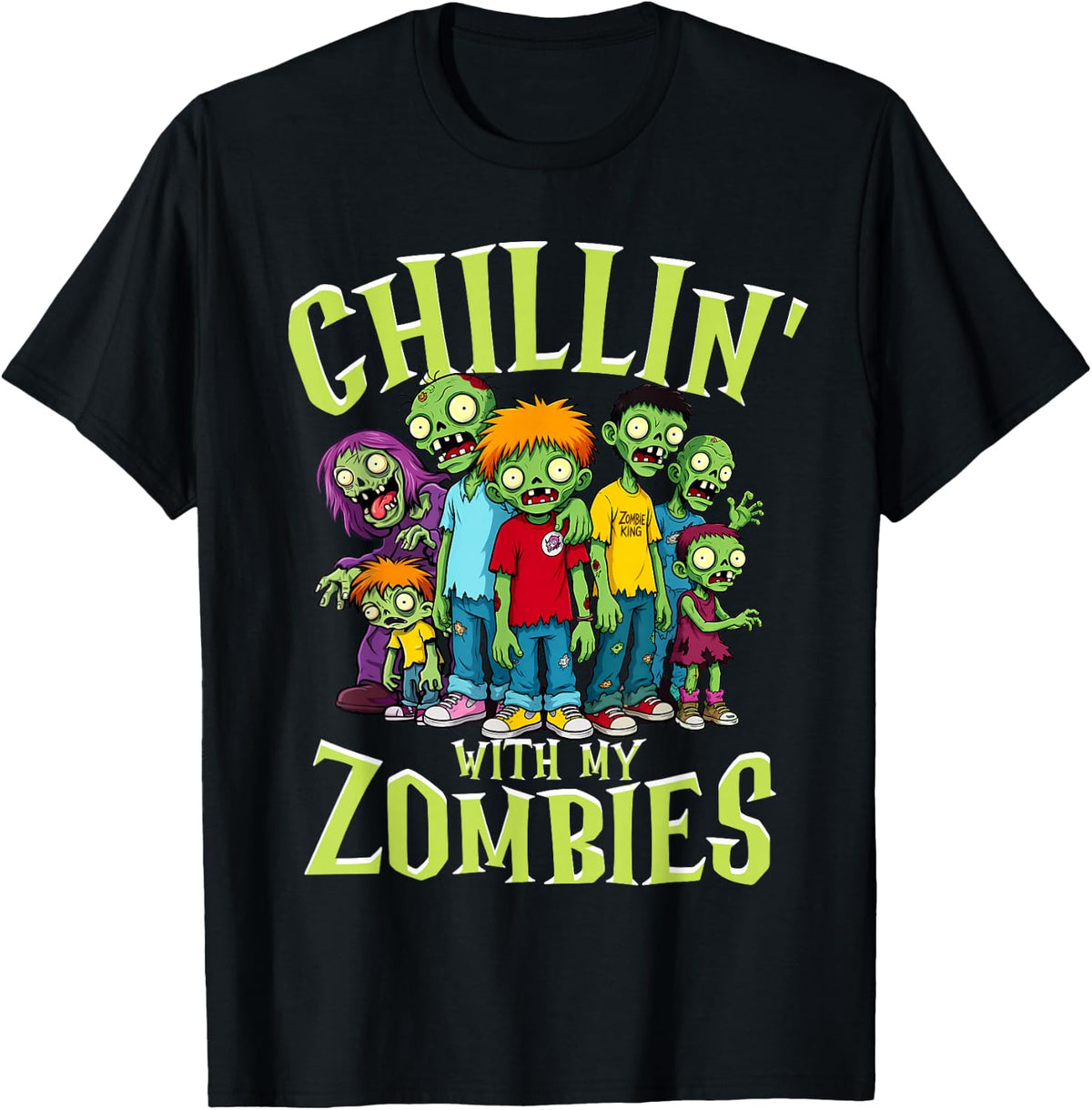 Chillin with My Zombies Halloween Boys Kids Funny Zombie T-Shirt