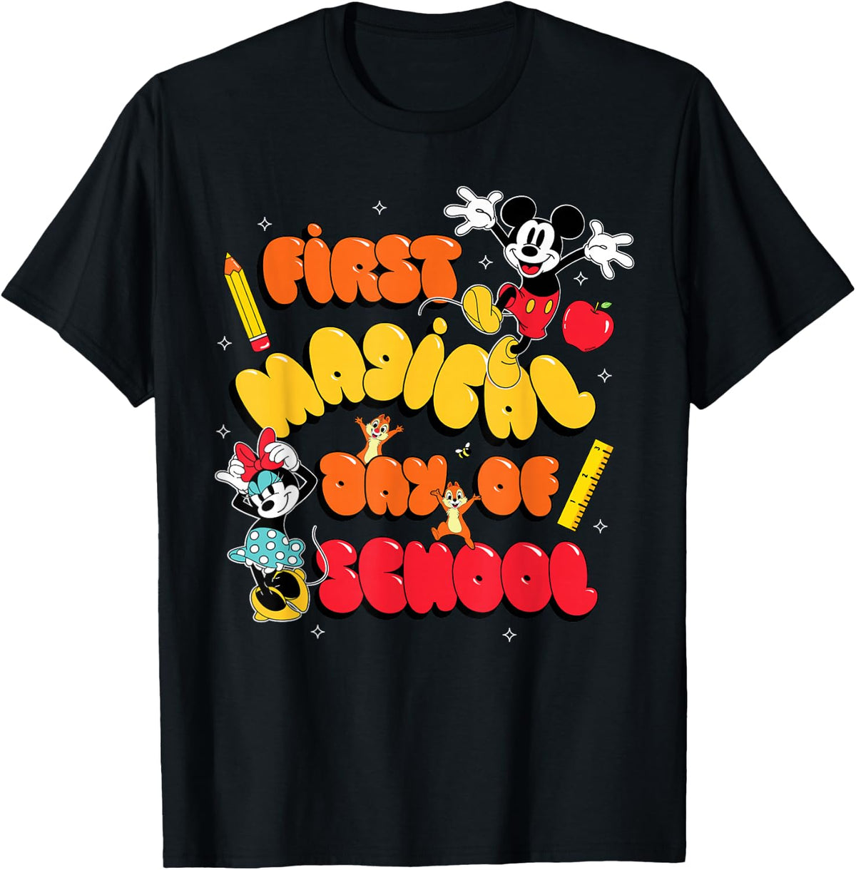 Disney Mickey Minnie Chip 'n Dale 1st Magical Day of School T-Shirt