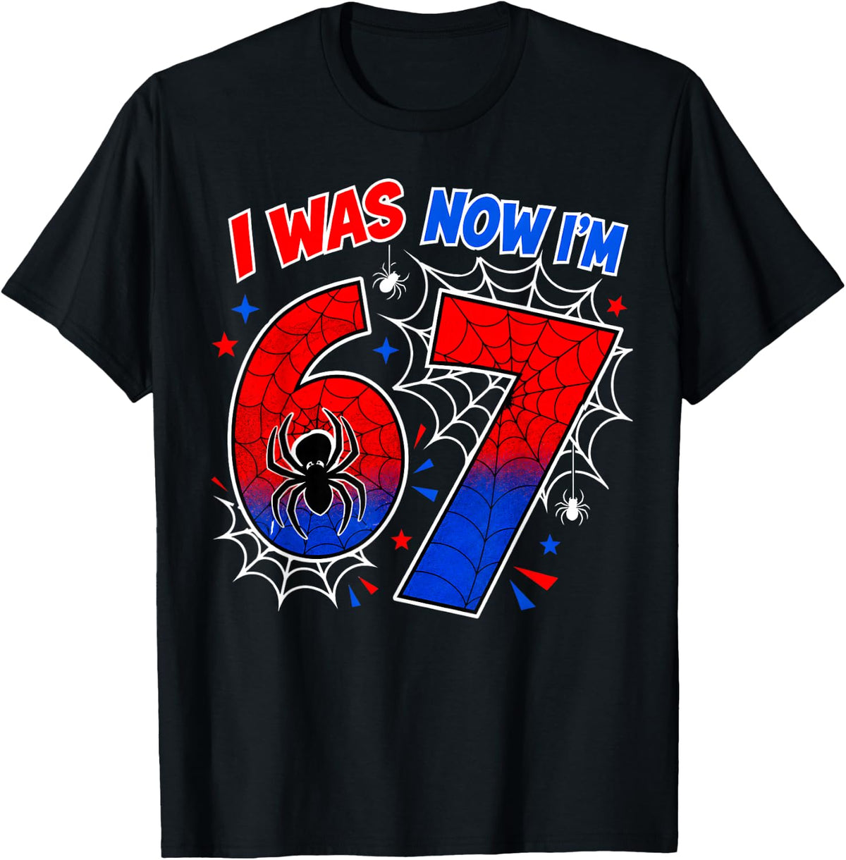 I was 6 Now I'm 7 7th Birthday Boys Girls Spider Web Tee T-Shirt