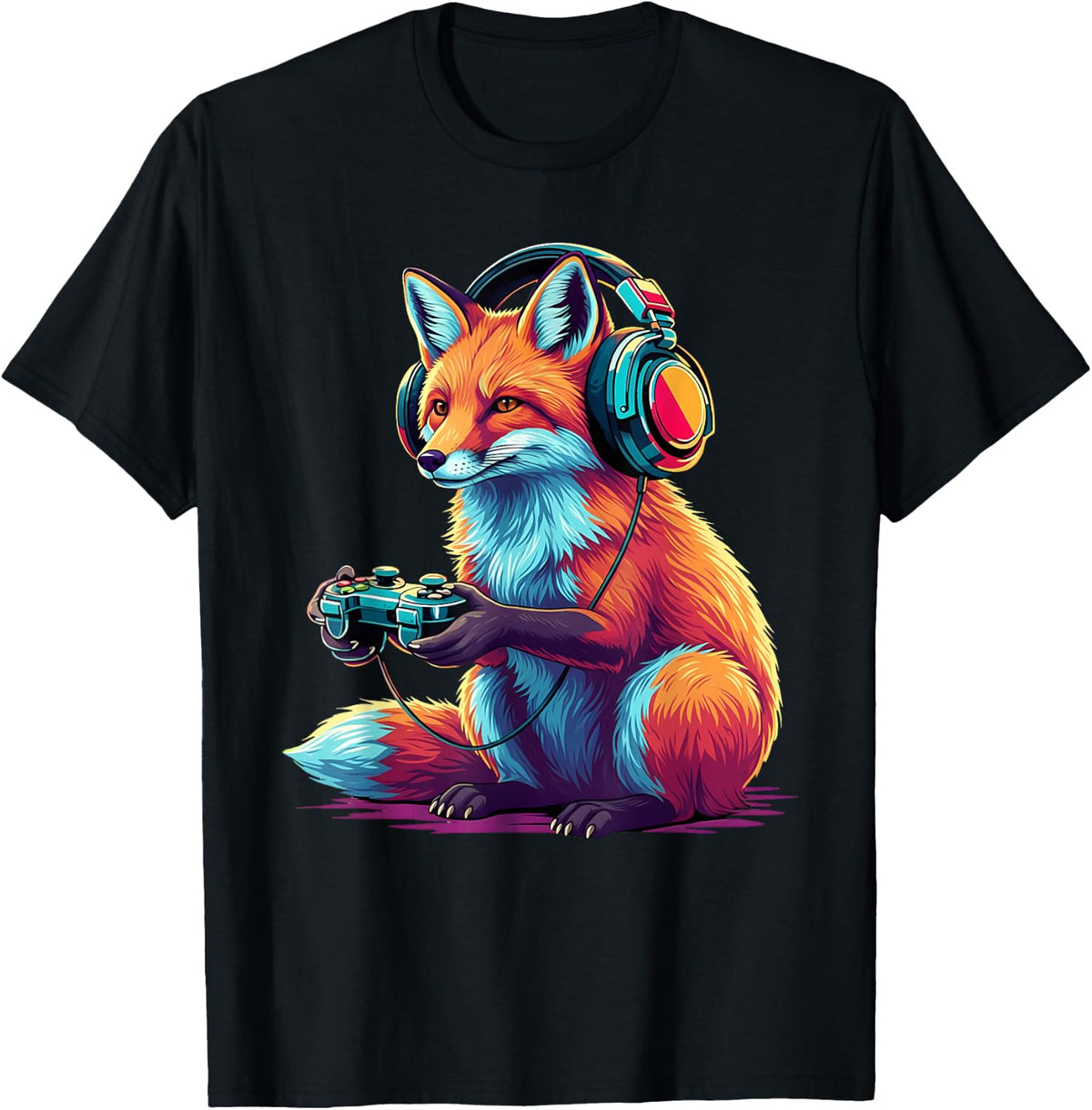 Fox Gaming Animal Video Games Funny Fox T-Shirt