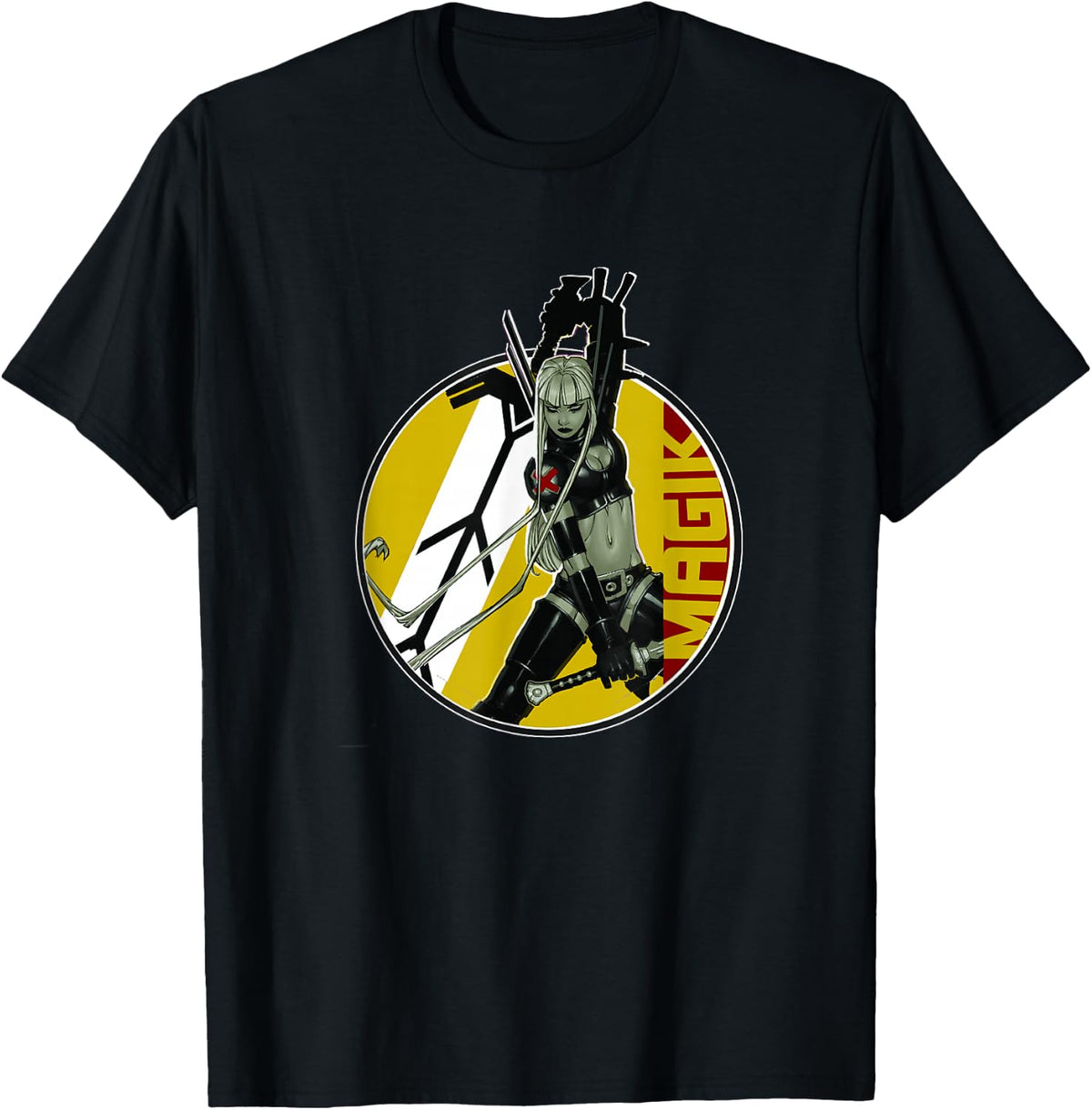 Marvel X-Men Magik Wielding Swords Vintage Circle Portrait T-Shirt