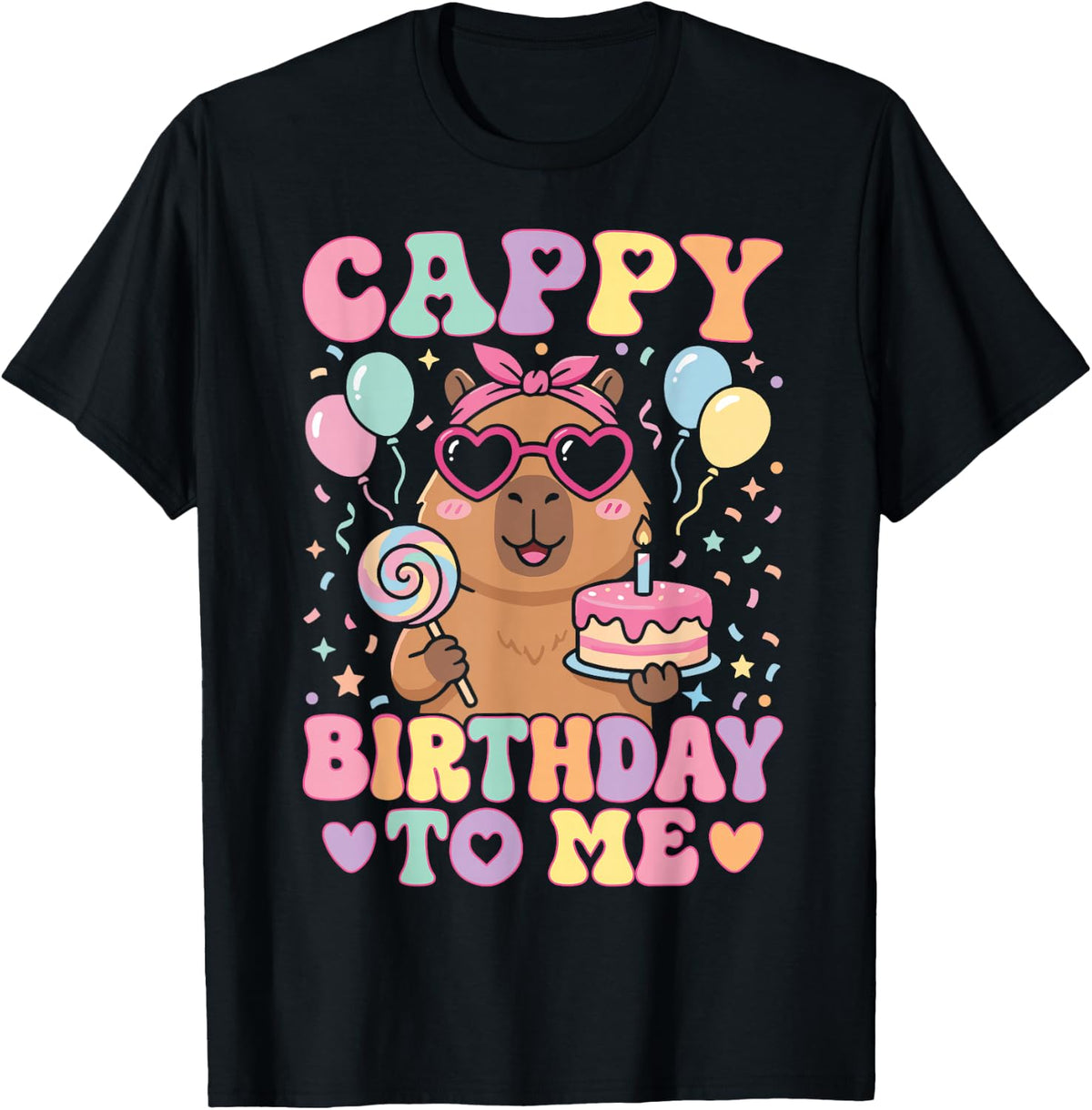 Funny Capybara Birthday to Me Cute Girls Birthday Capybara T-Shirt