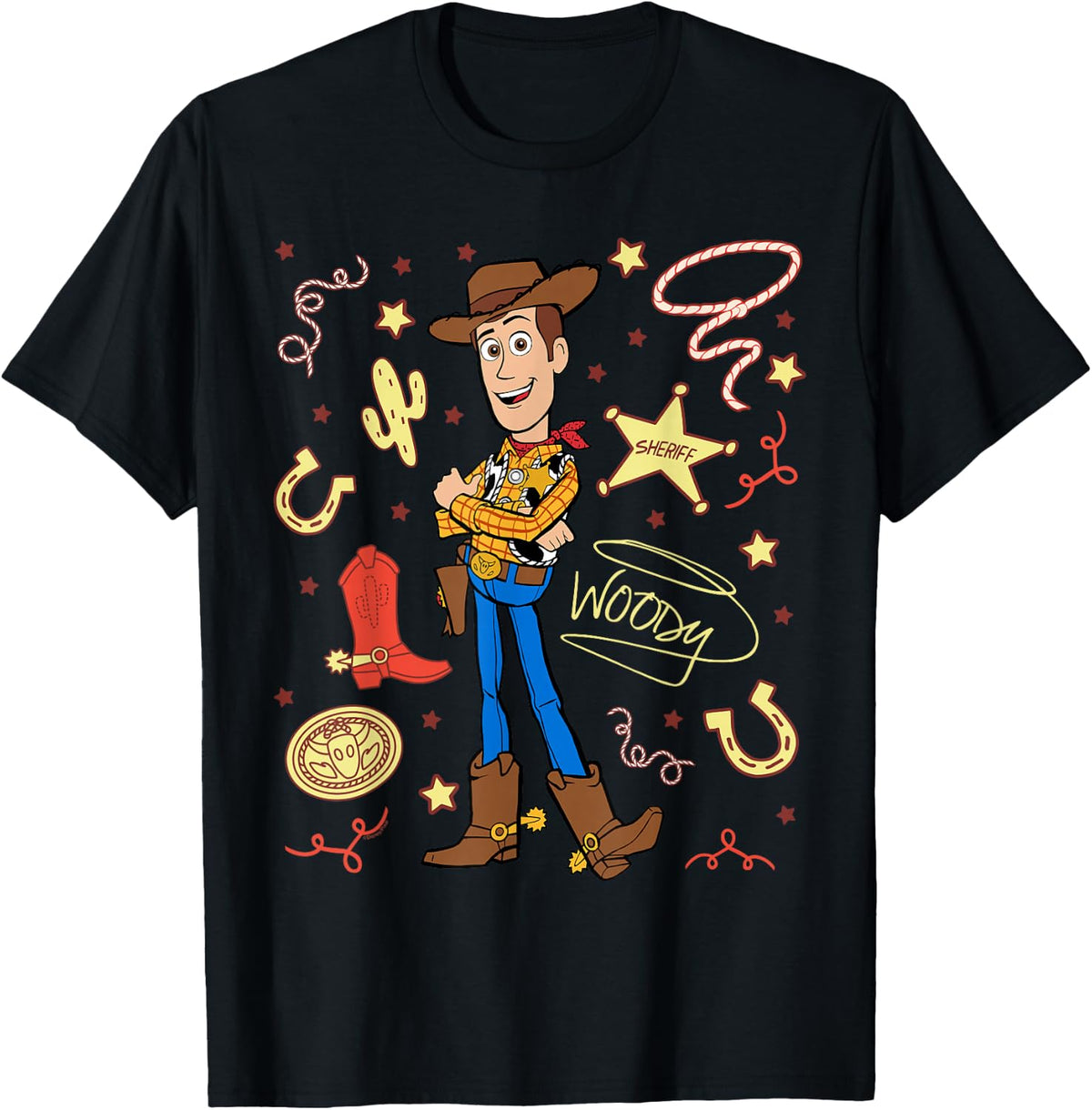 Disney and Pixar's Toy Story Sheriff Woody Western Collage T-Shirt
