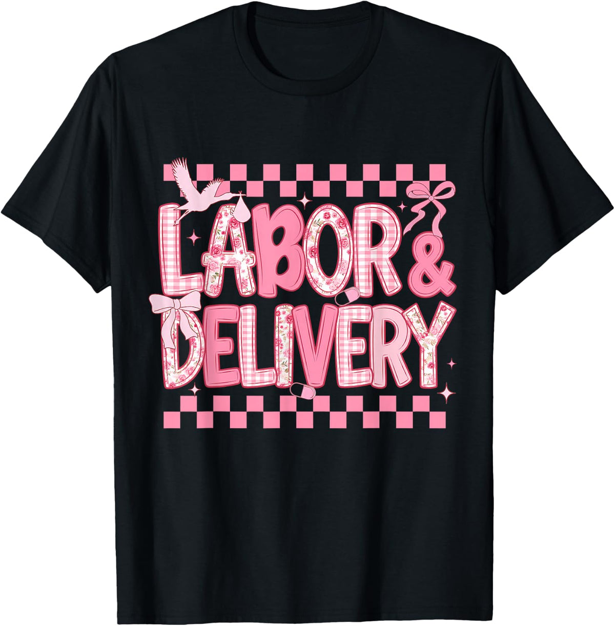 Mother & Baby Coquette Pink Bow Labor and Delivery Nurse T-Shirt