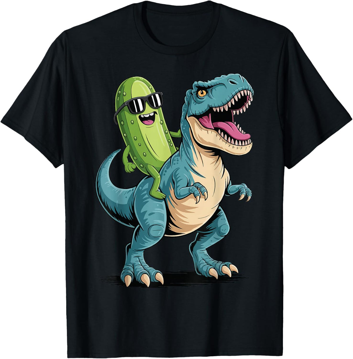 Pickle Riding a Dinosaur T-Rex T-Shirt