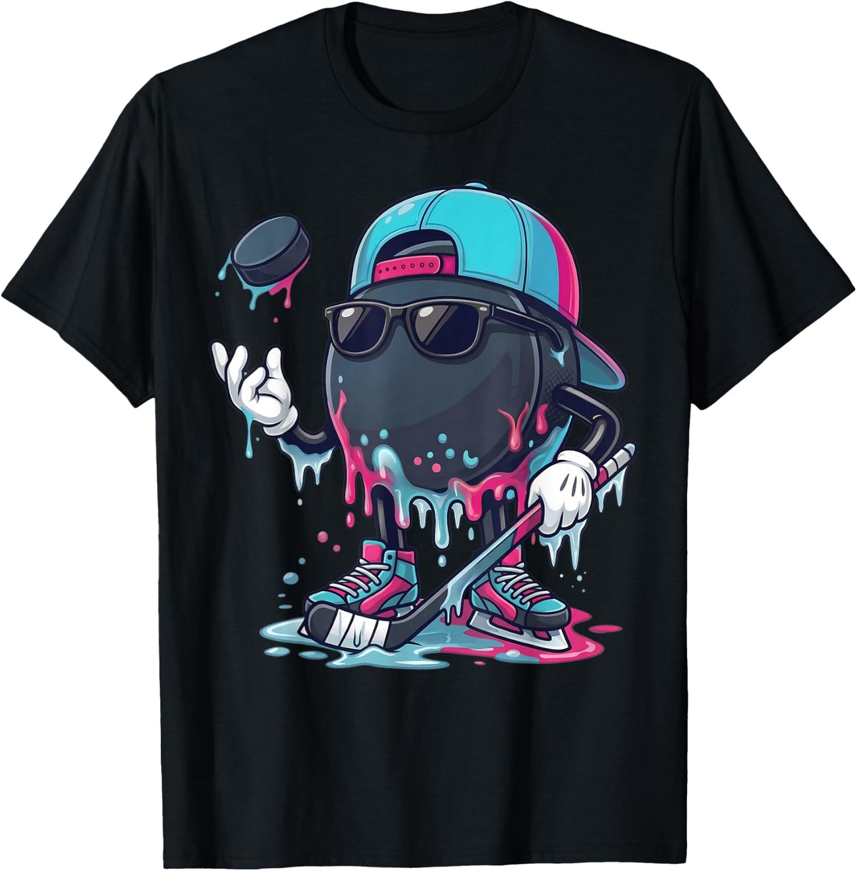Ice Hockey Drip for Boys Ice Cream Drip Hockey Youth Player T-Shirt