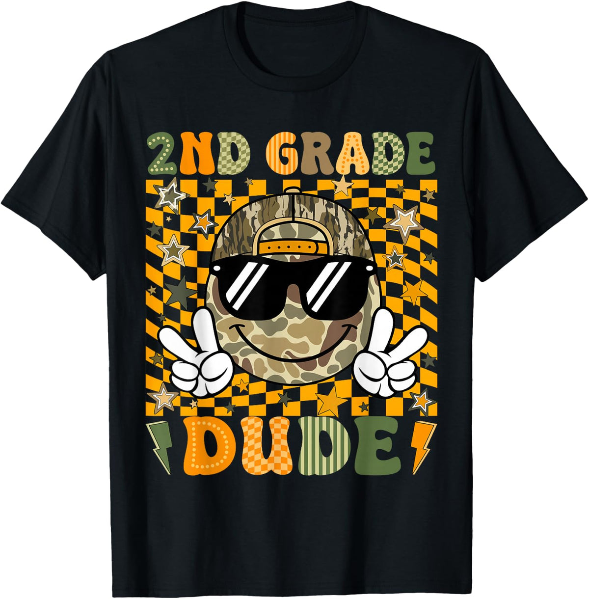 2nd Grade Dude First Day of School Camo Peace Sign Boy T-Shirt