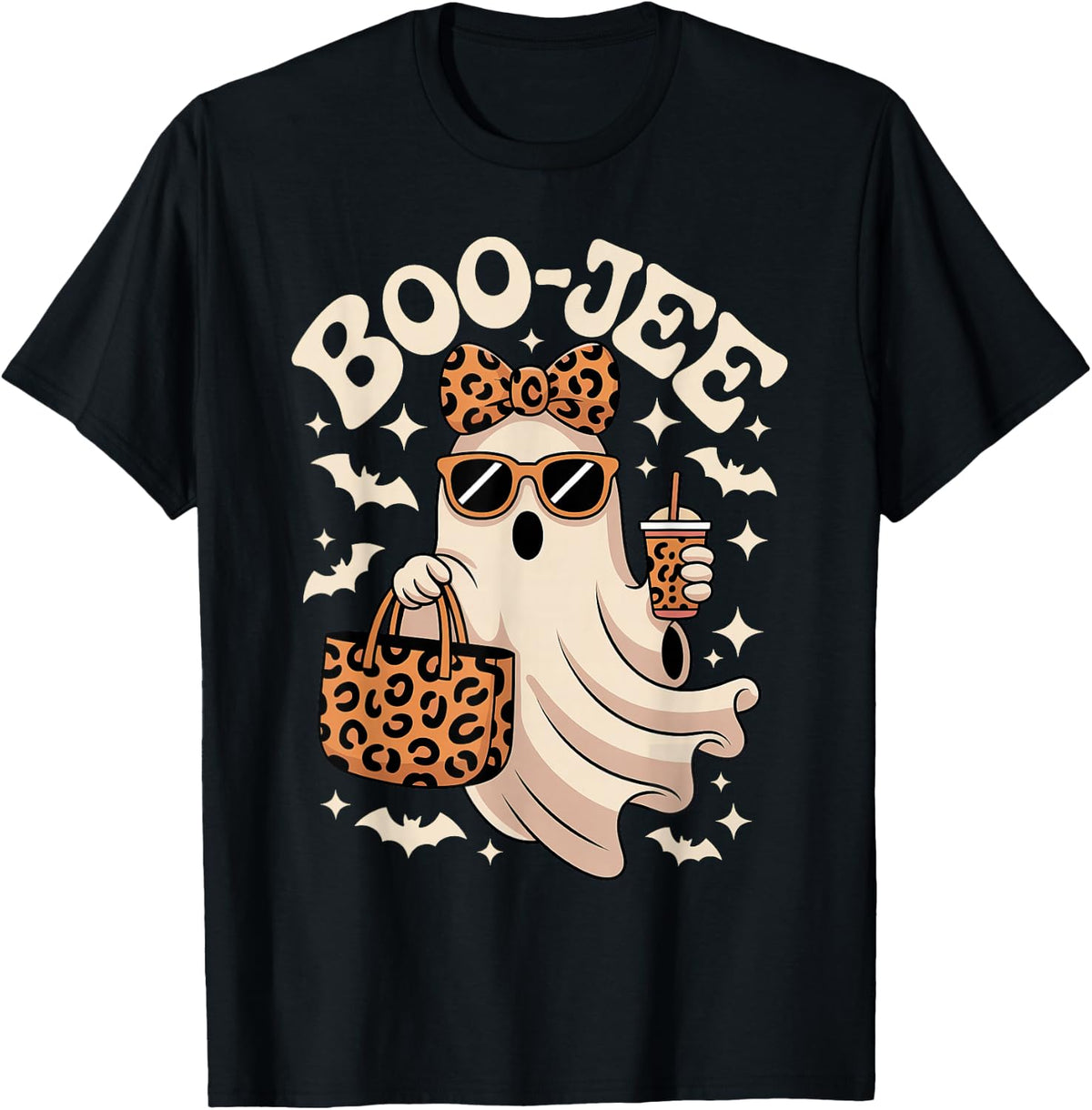 Coquette Leopard Boo-JEE Halloween Boujee Ghost T-Shirt