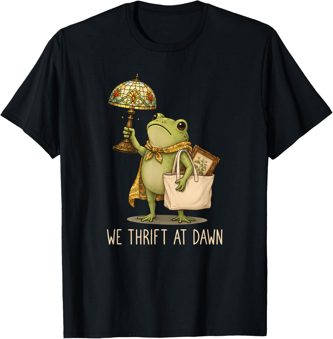We Thrift At Dawn Funny Frog Thrifting Vintage Collector T-Shirt